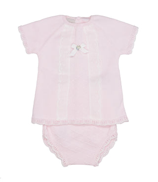 Paz Rodriguez | Pink and White Sweater and Culotte Set