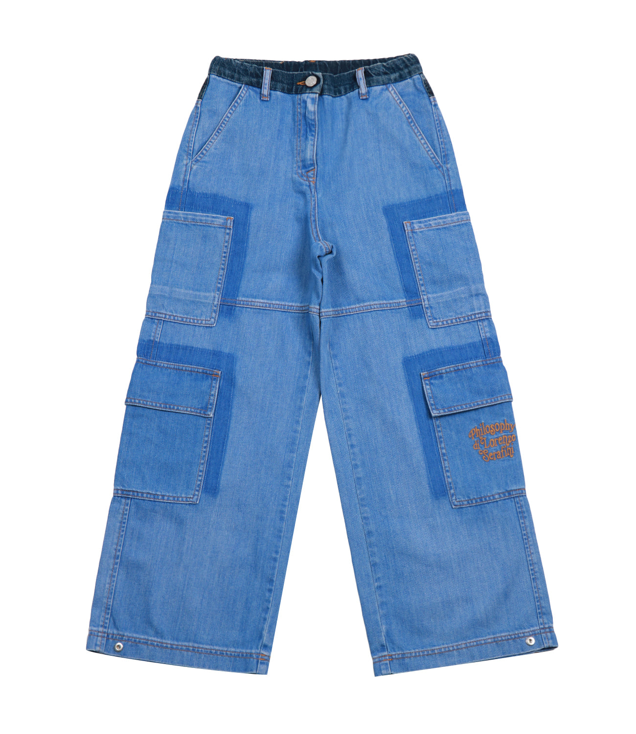 Philosophy di Lorenzo Serafini Kids | Jeans Cargo Patch Denim medio