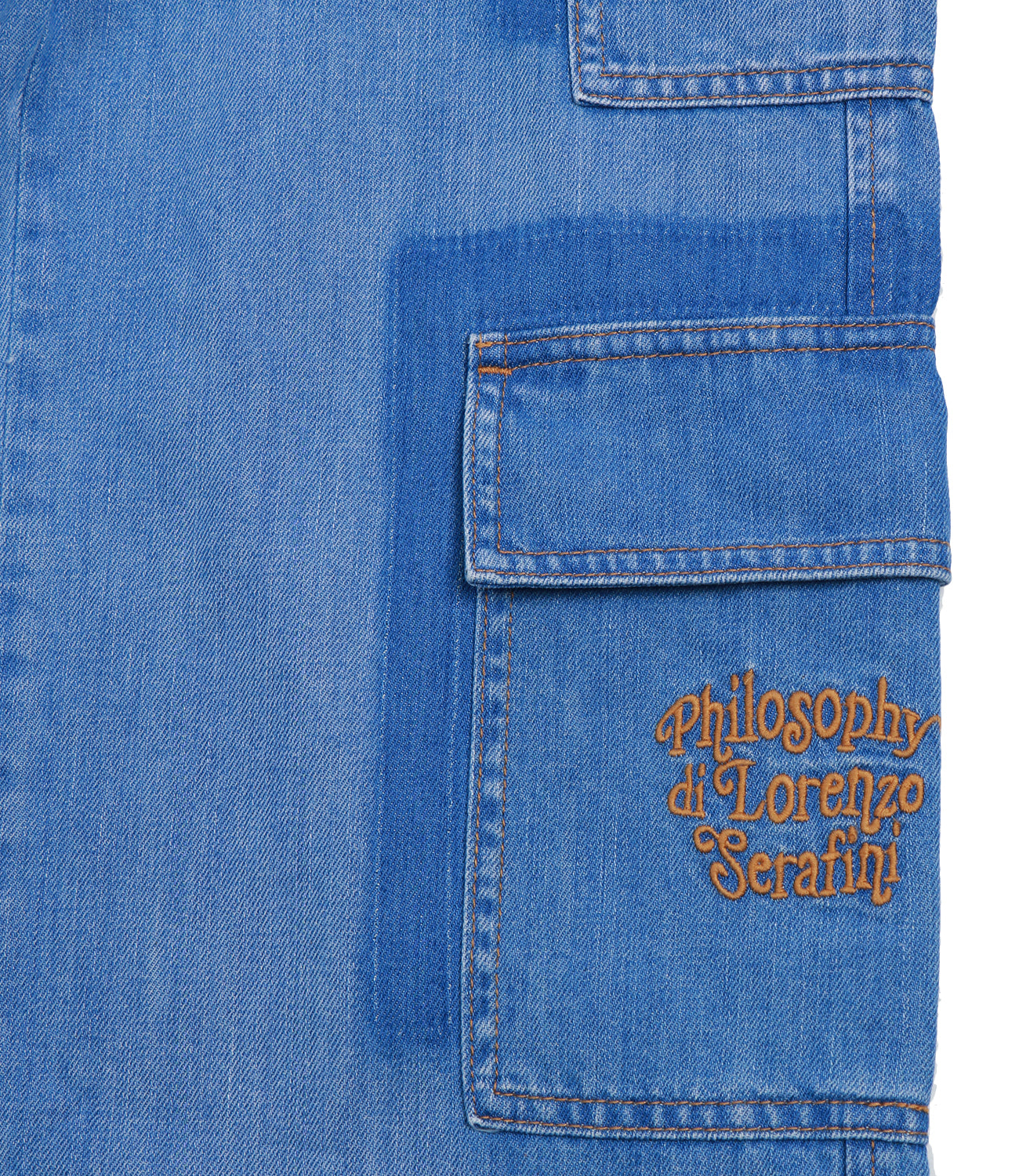 Philosophy di Lorenzo Serafini Kids | Jeans Cargo Patch Denim medio