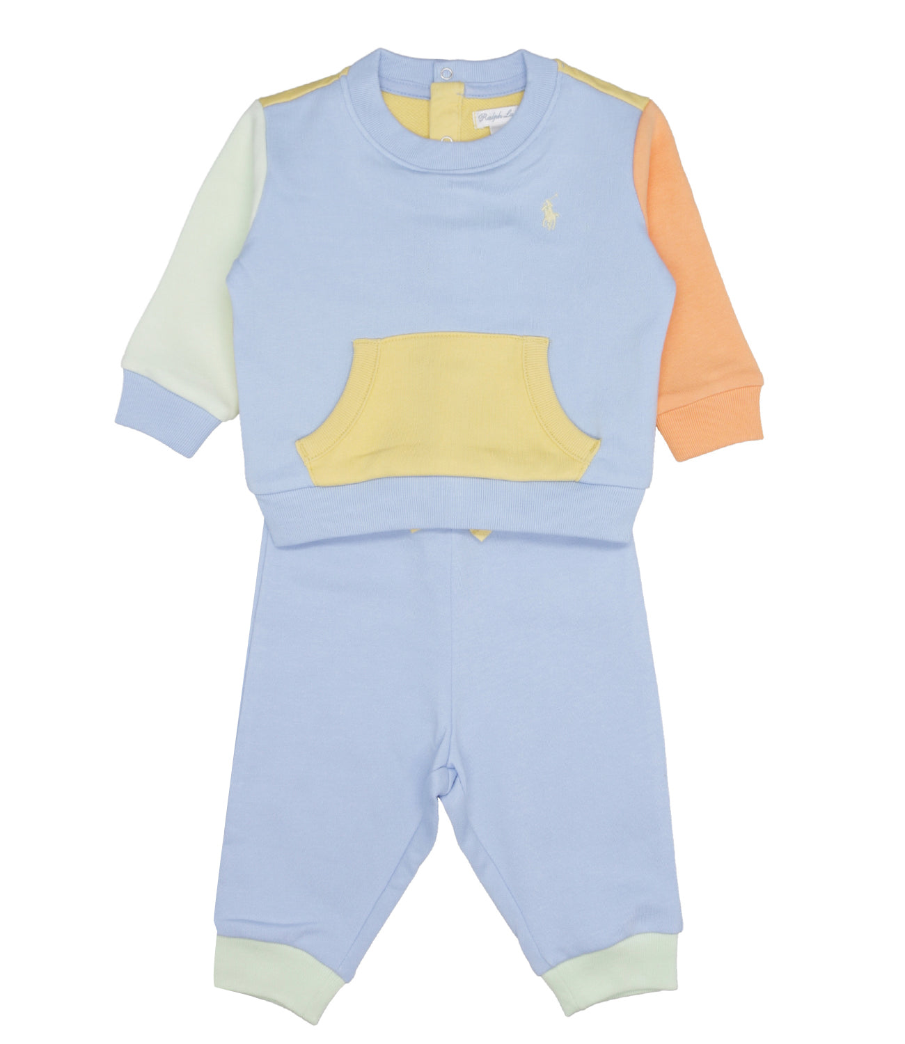 Ralph Lauren Childrenswear | Set Felpa e Pantalone Celeste e Arancio