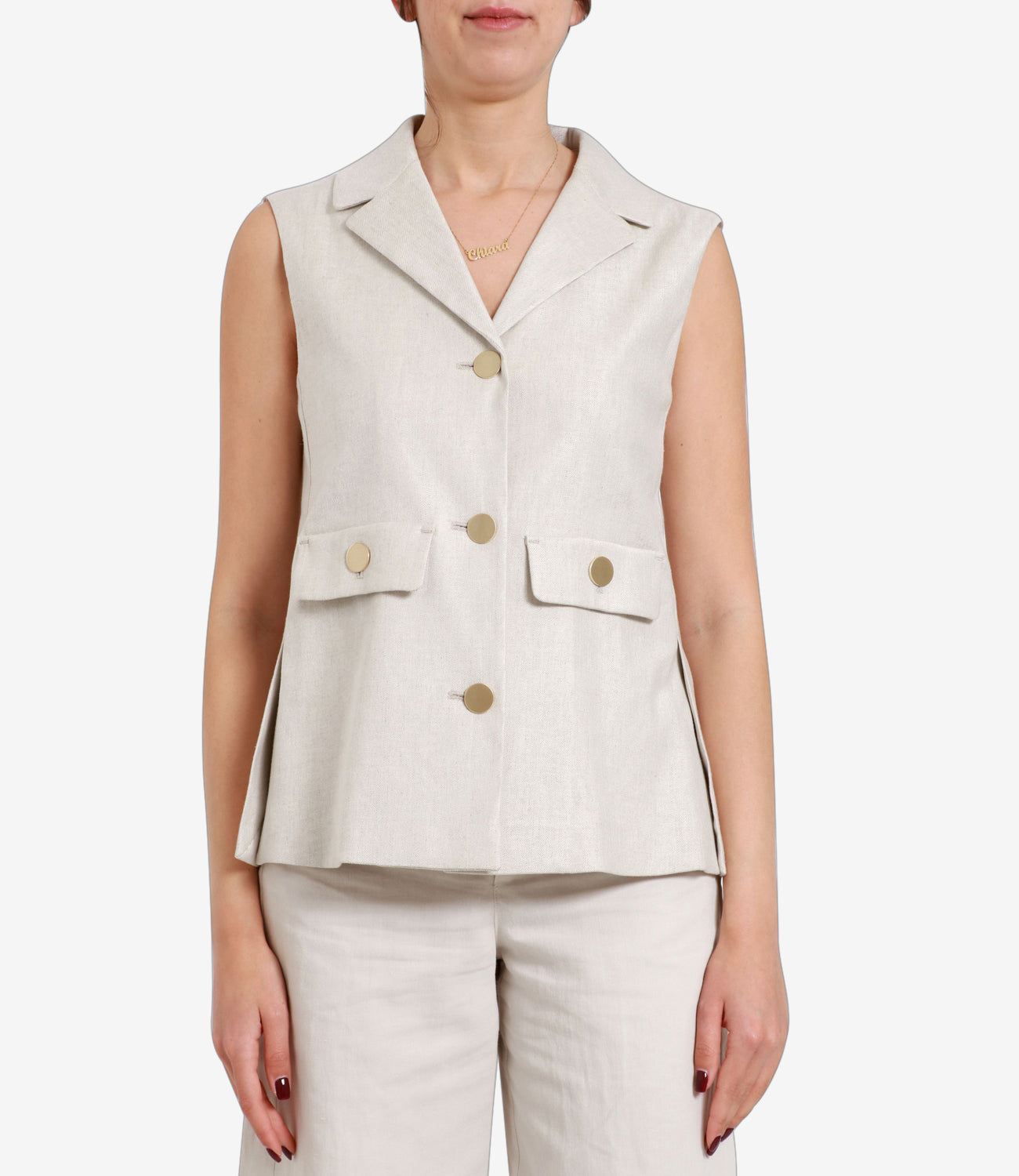 S Max Mara | Gilet Caroline Beige