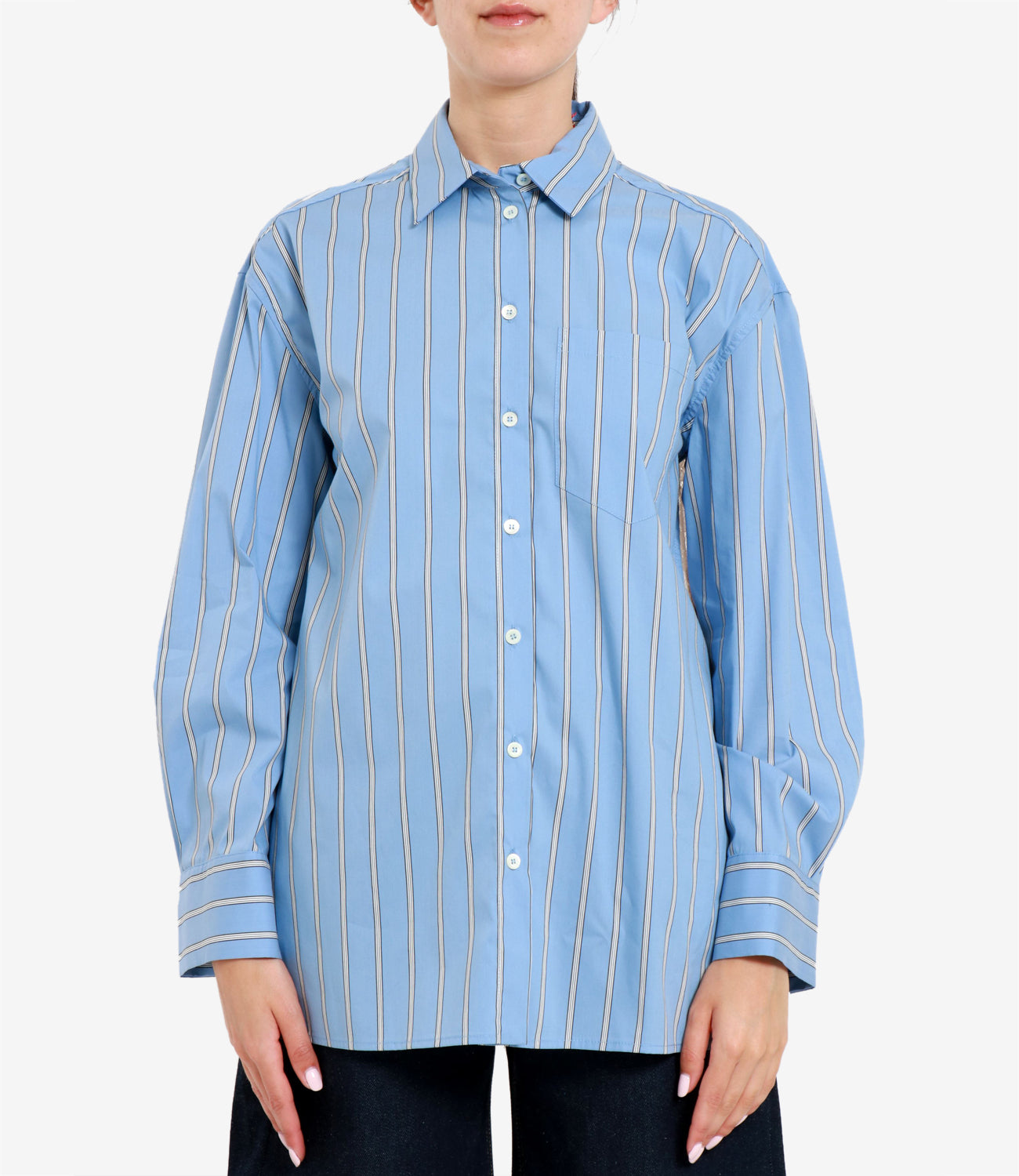 Semicouture | Camicia Emma Celeste e Bianco