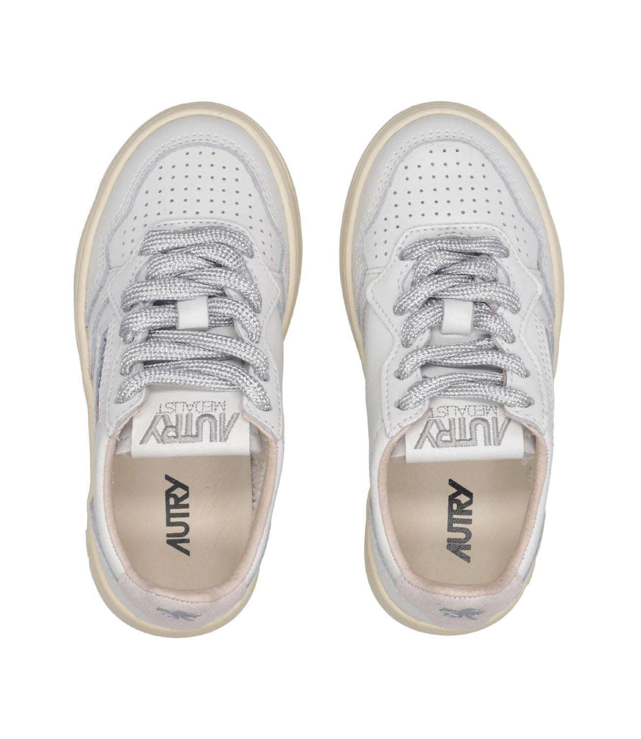 Autry Kids | Sneakers Medalist Low Bianco e Rosa chiaro