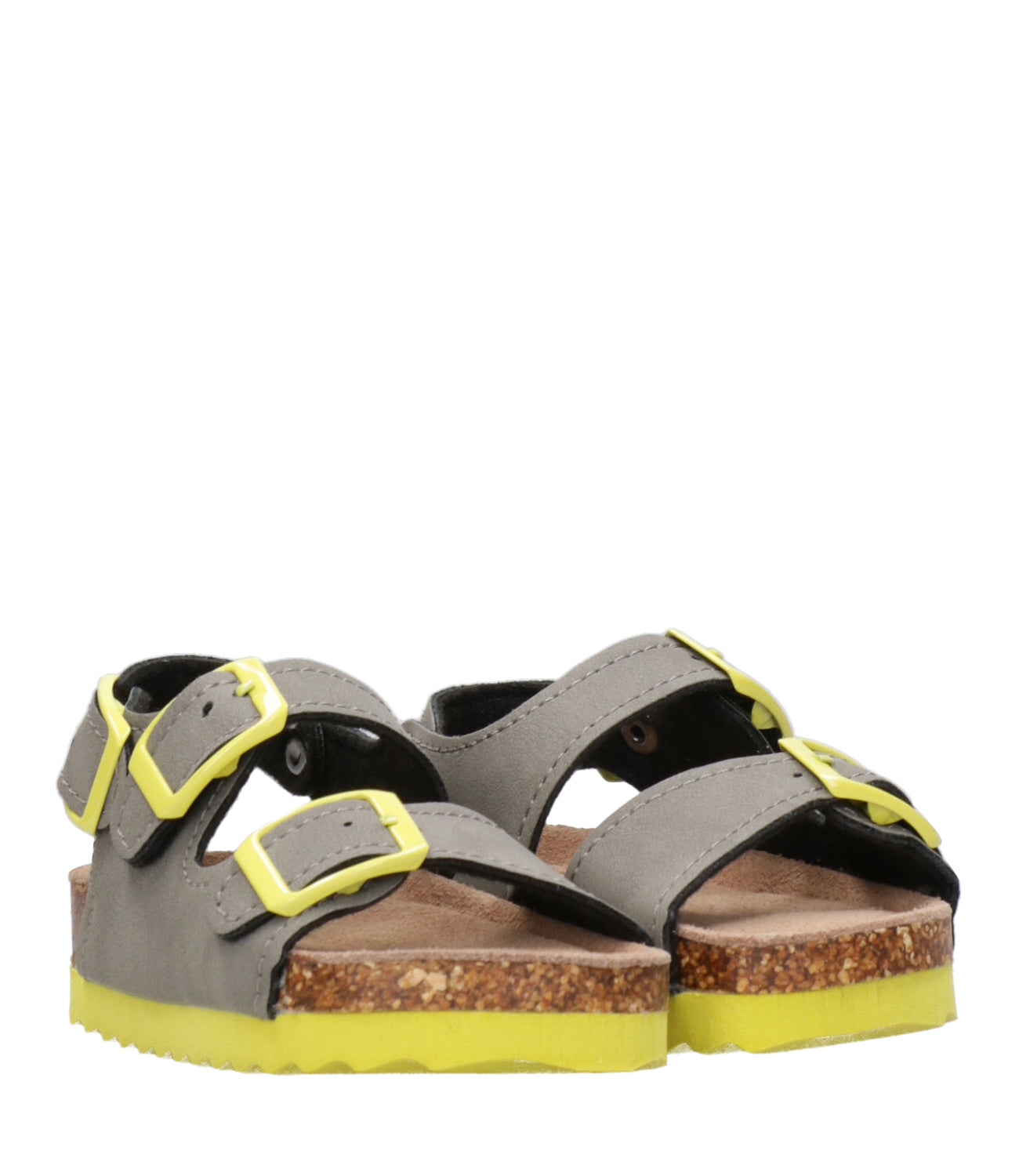 Colors of California Kids | Sandalo 3 Buckles Grigio fumo e Giallo
