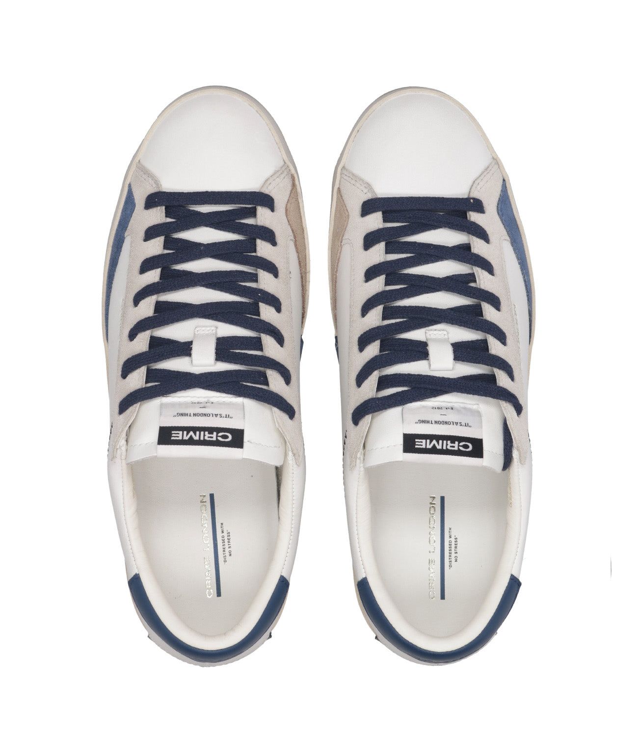 Crime | Sneakers Distressed Low Bianco e Blu