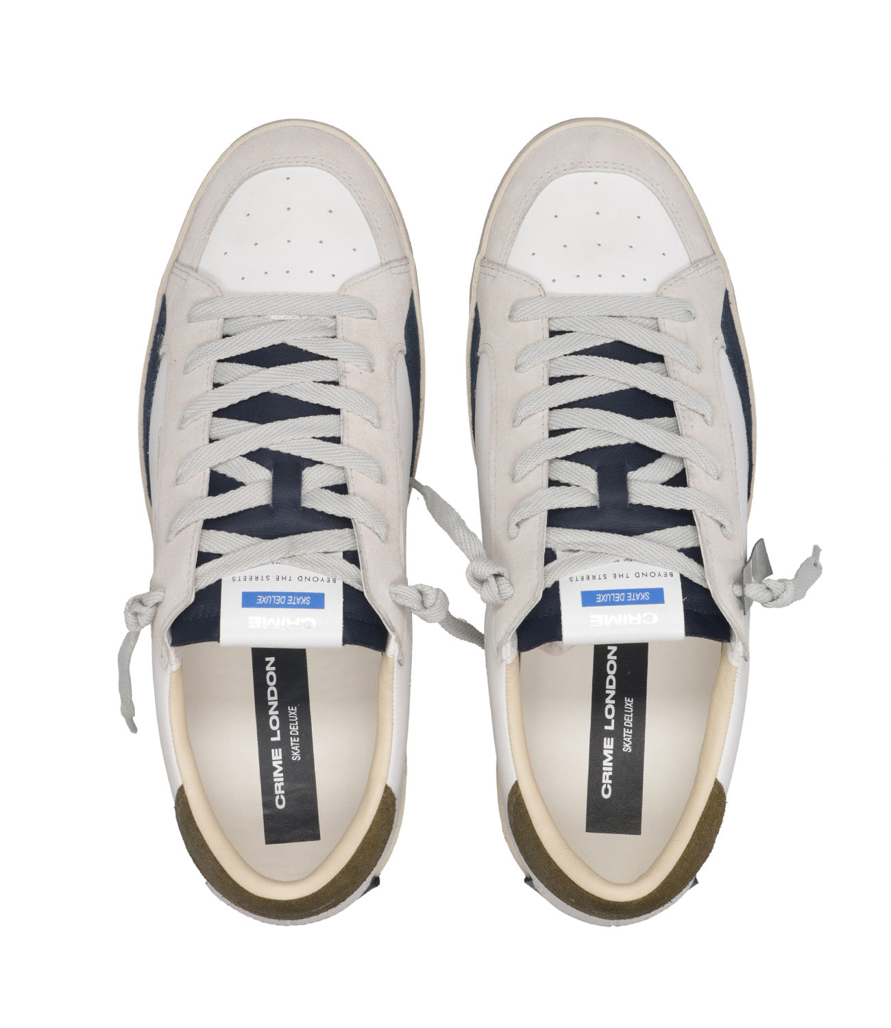 Crime | Sneakers SK8 Deluxe Bianco e Verde militare