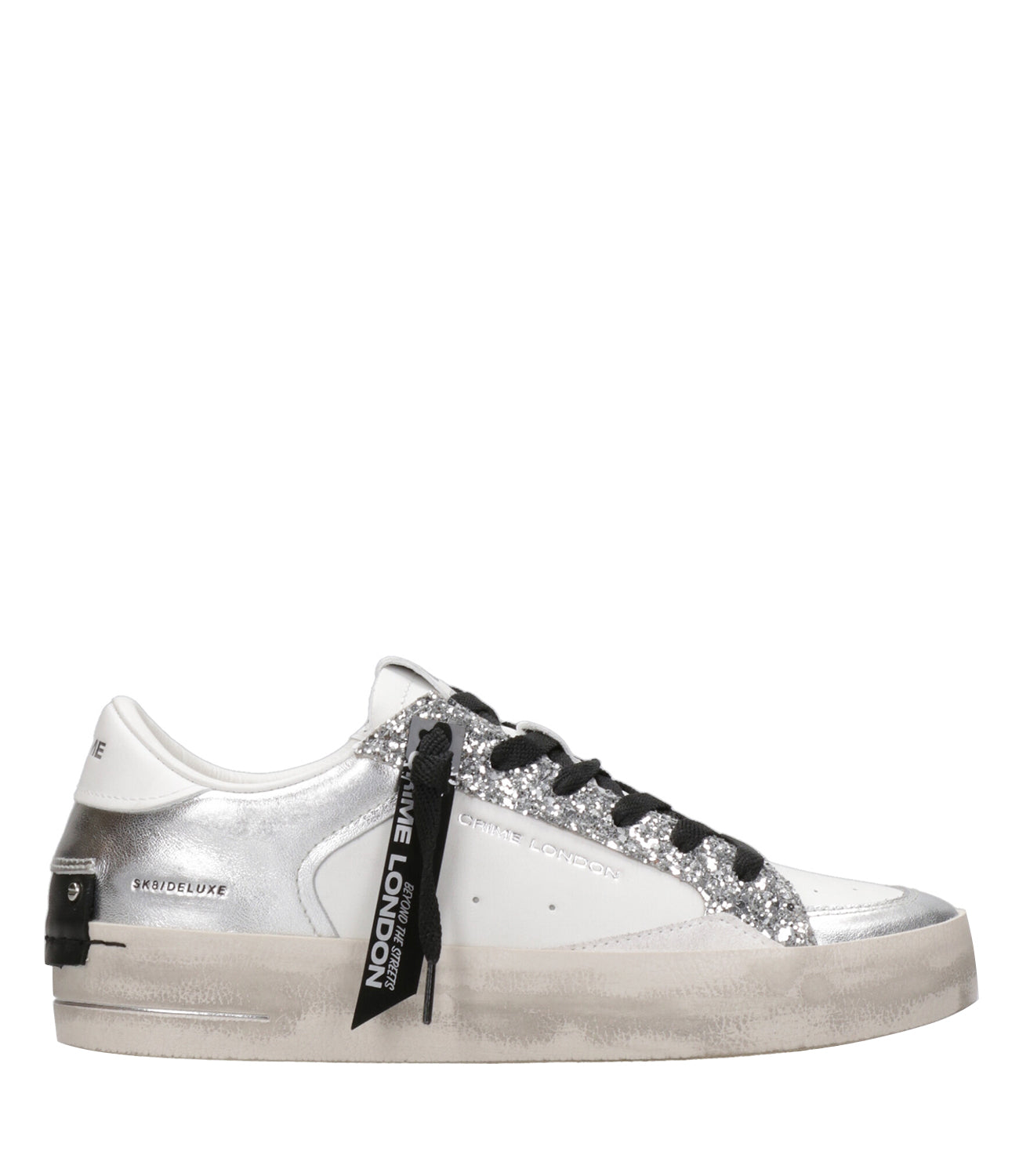Crime | Sneakers SK8 Deluxe Bianco e Argento