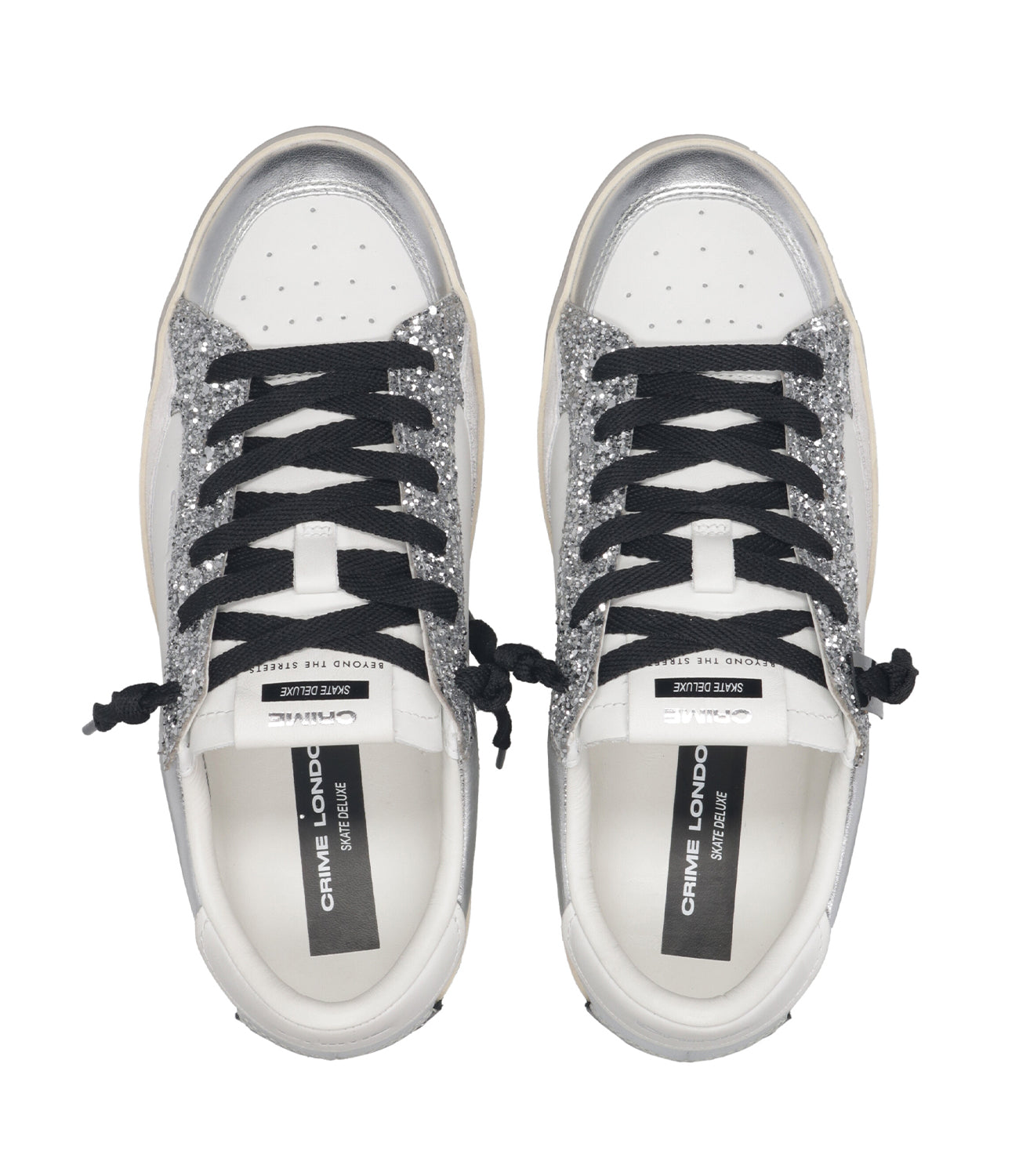 Crime | Sneakers SK8 Deluxe Bianco e Argento