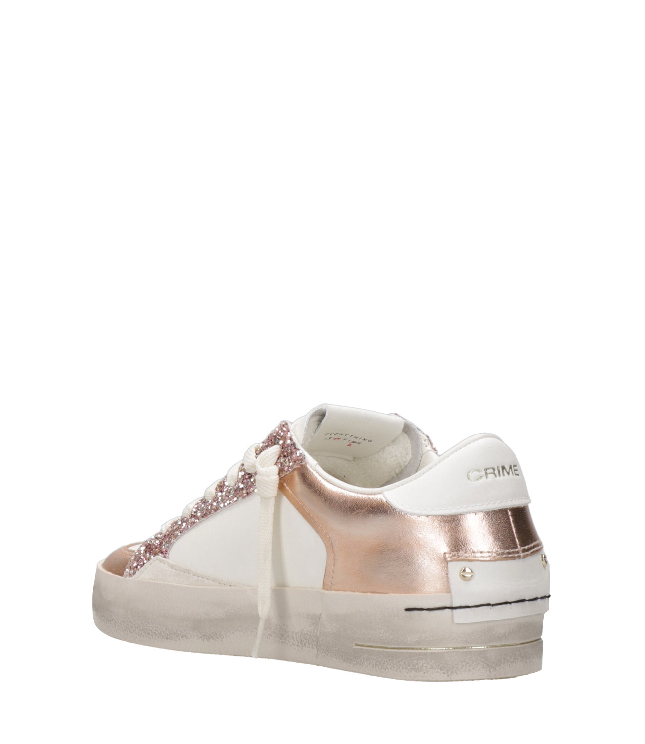 Crime | Sneakers SK8 Deluxe Bianco e Oro rosa