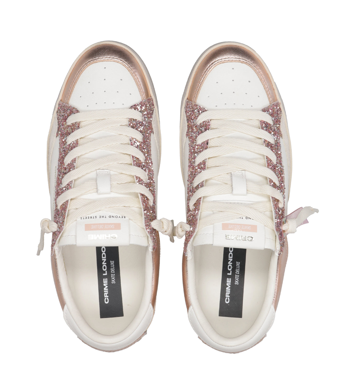 Crime | Sneakers SK8 Deluxe Bianco e Oro rosa