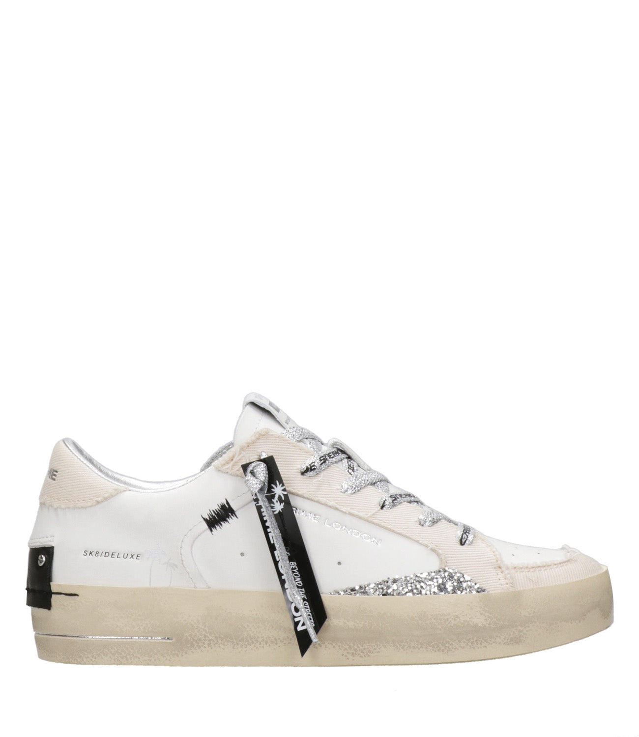 Crime | Sneakers SK8 Deluxe Bianco Sabbia e Argento