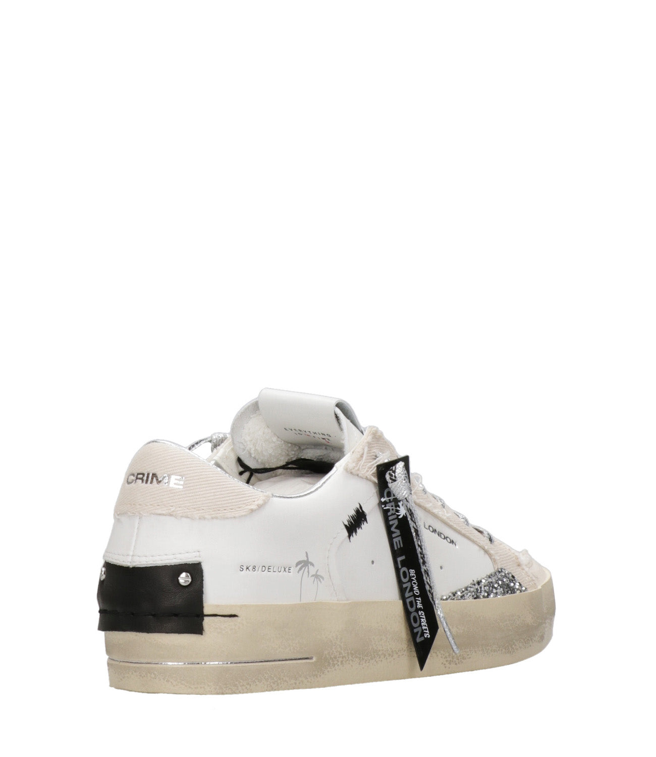 Crime | Sneakers SK8 Deluxe Bianco Sabbia e Argento