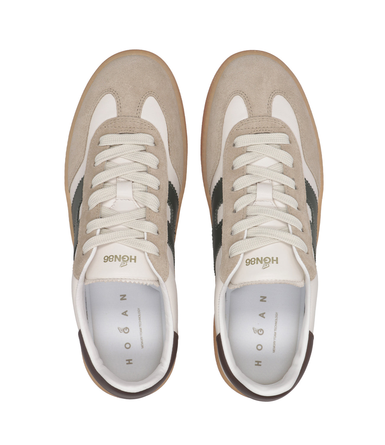 Hogan | Sneakers Cool Allacciato Bianco Verde e Marrone
