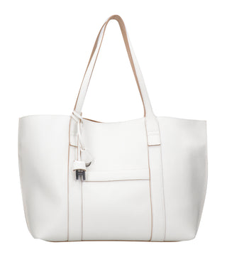 Hogan | Borsa a Spalla Script Shopping Media Bianco e Cipria