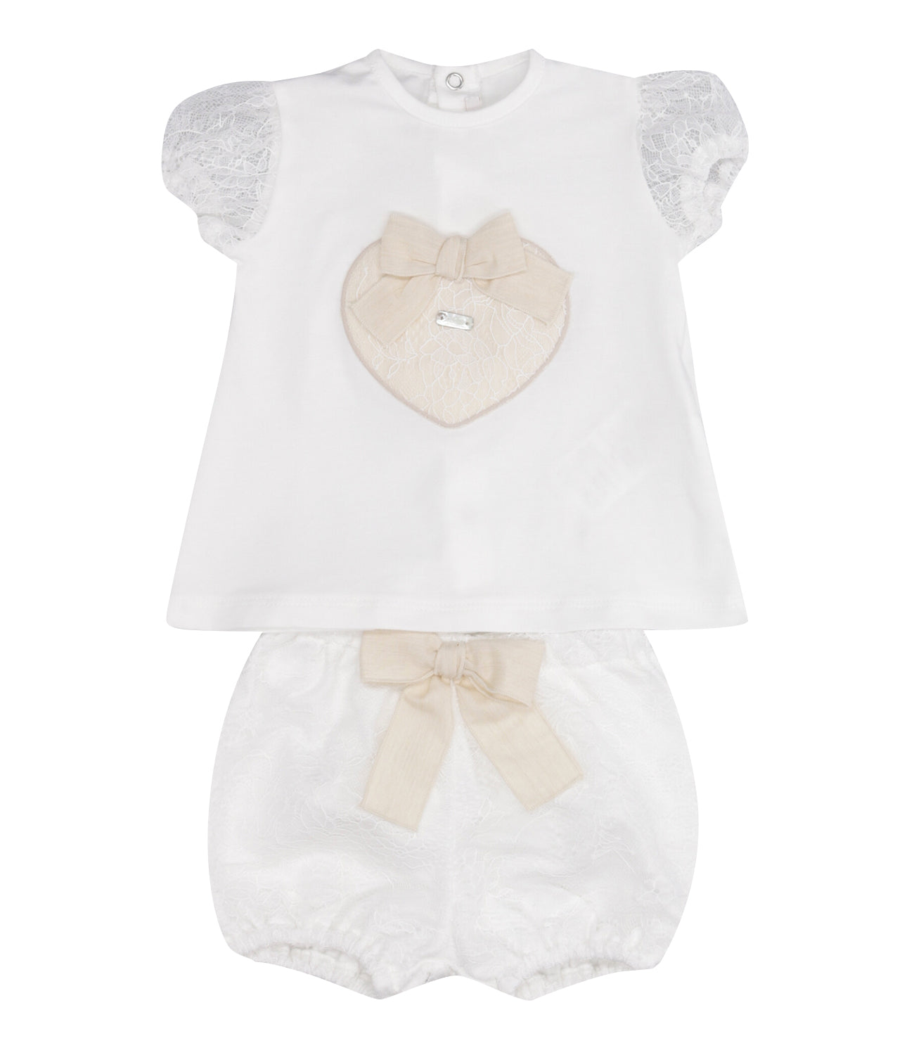 Le Bebè Enfant | Set T-Shirt Shorts Bianco Ecru