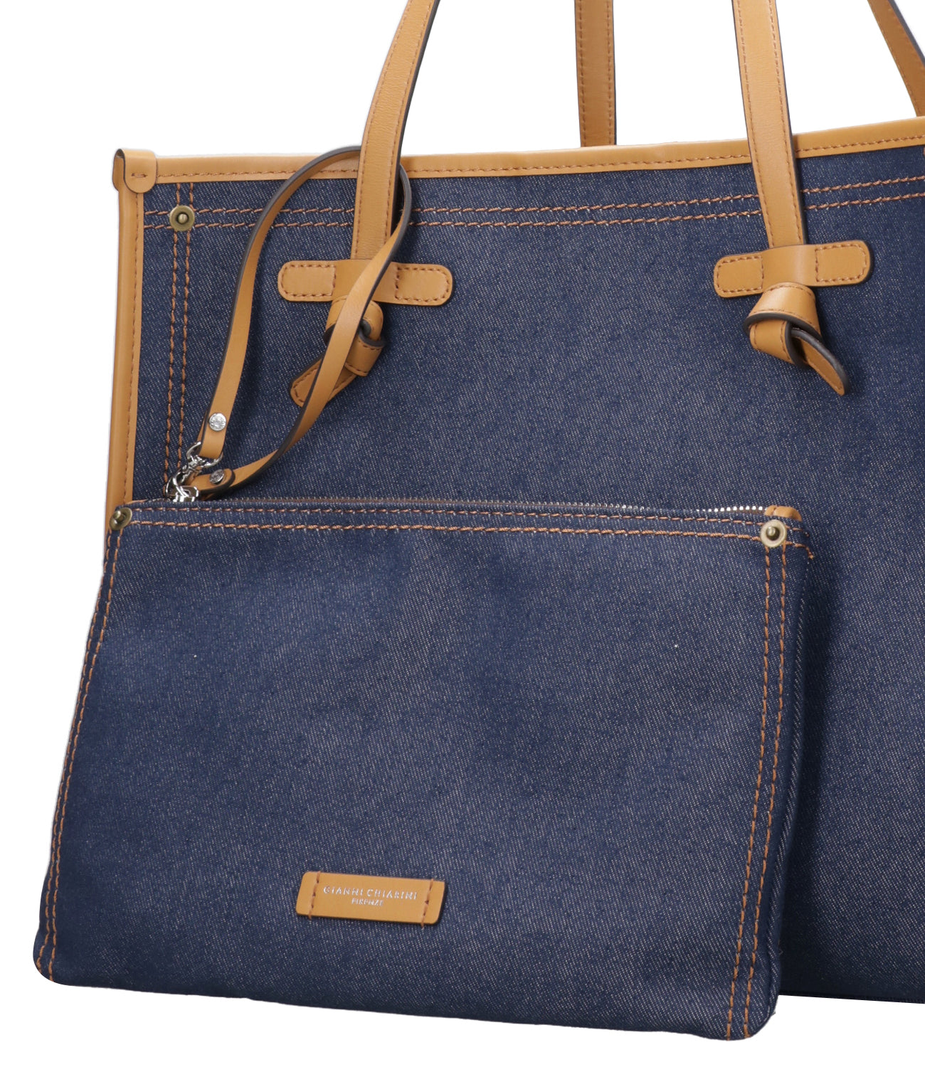 Marcella Club | Borsa a Spalla Denim Cuoio