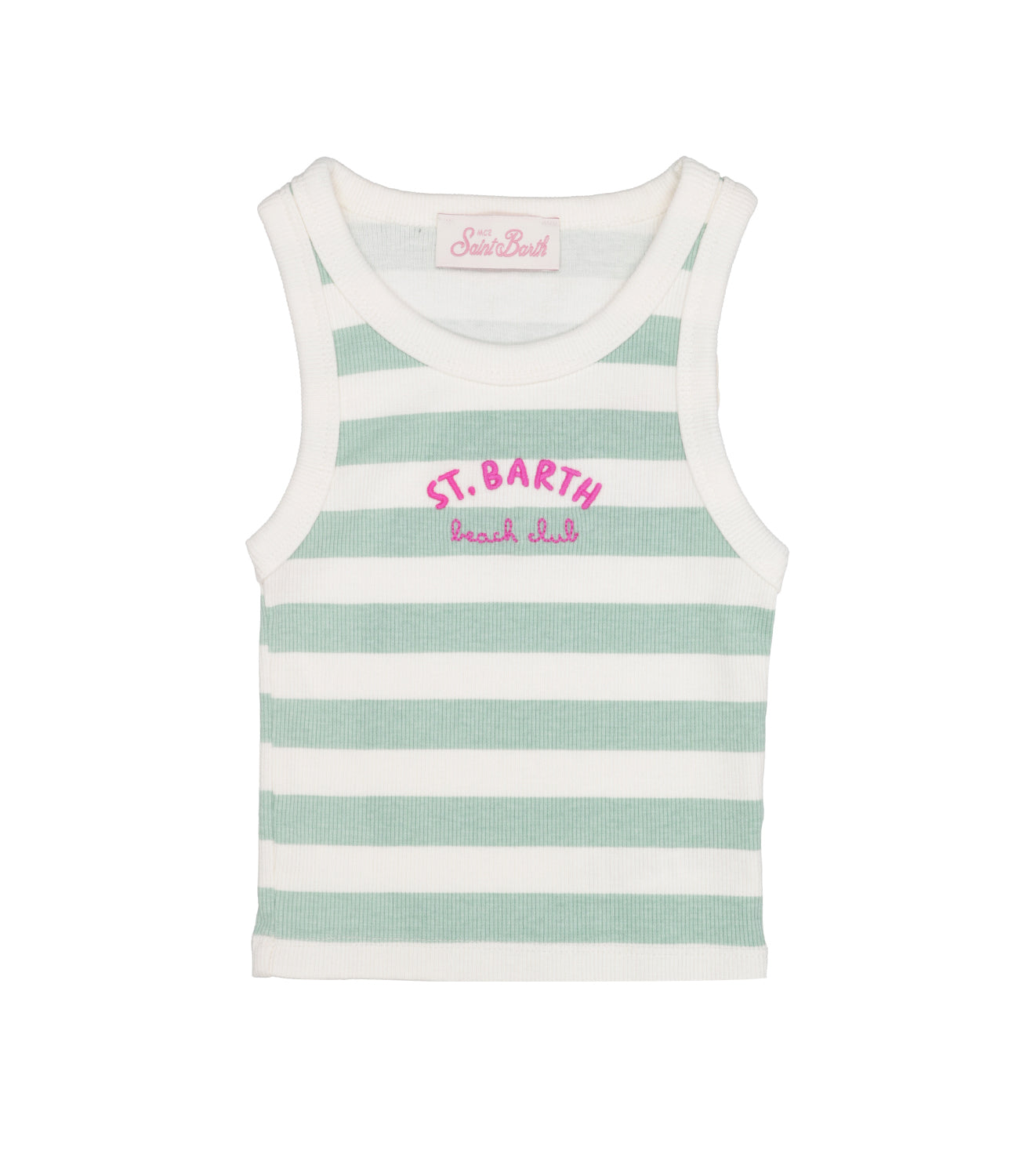 MC2 Saint Barth Kids | Top Bianco Verde acqua