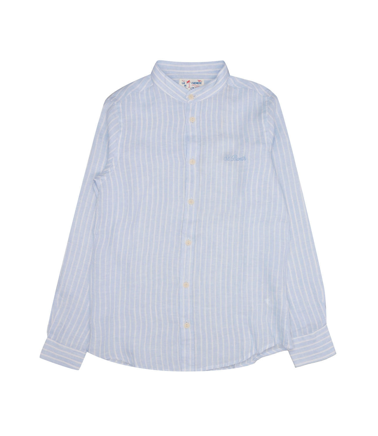 MC2 Saint Barth Kids | Camicia Korean Neck Shirt Azzurro Bianco
