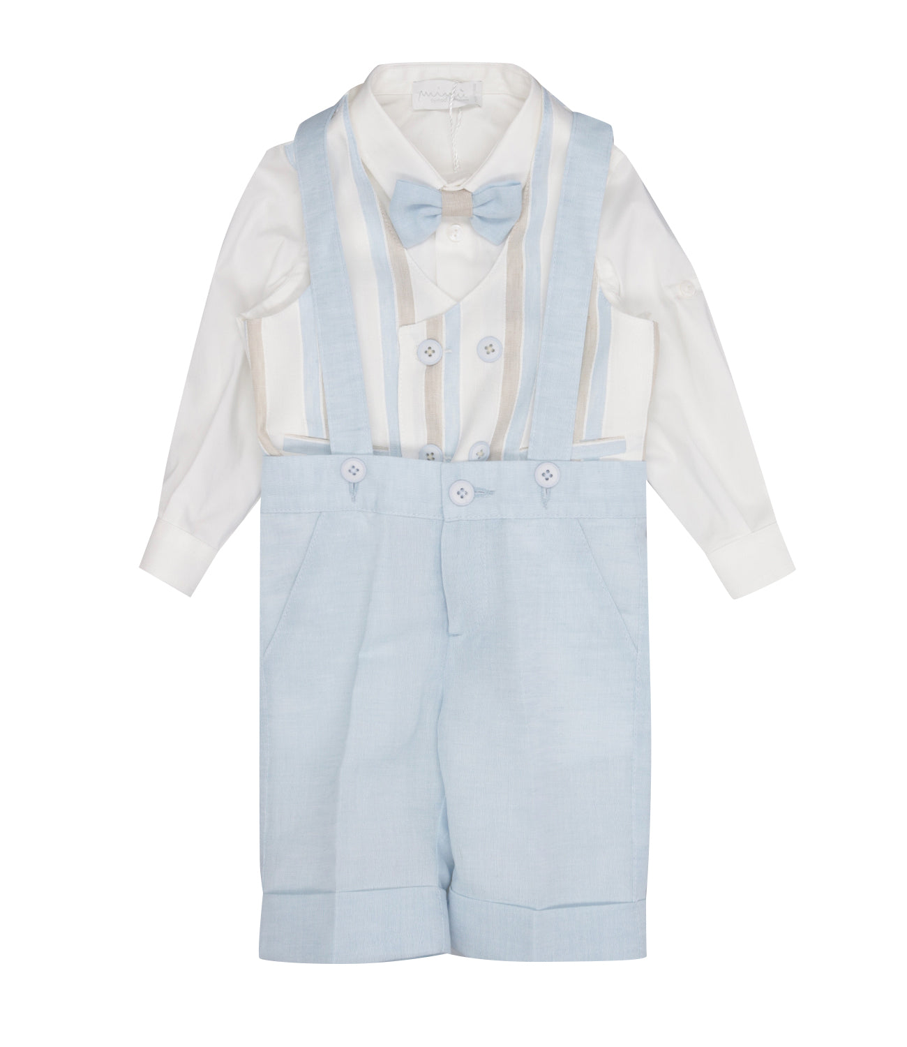 Minù | Set Abito Gilet Camicia Bermuda Cielo Beige