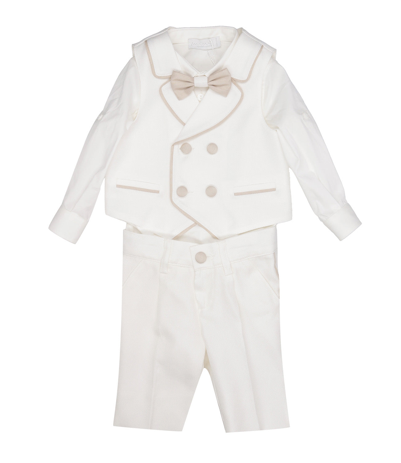 Minù | Set Gilet Camicia Bermuda Bianco Sabbia