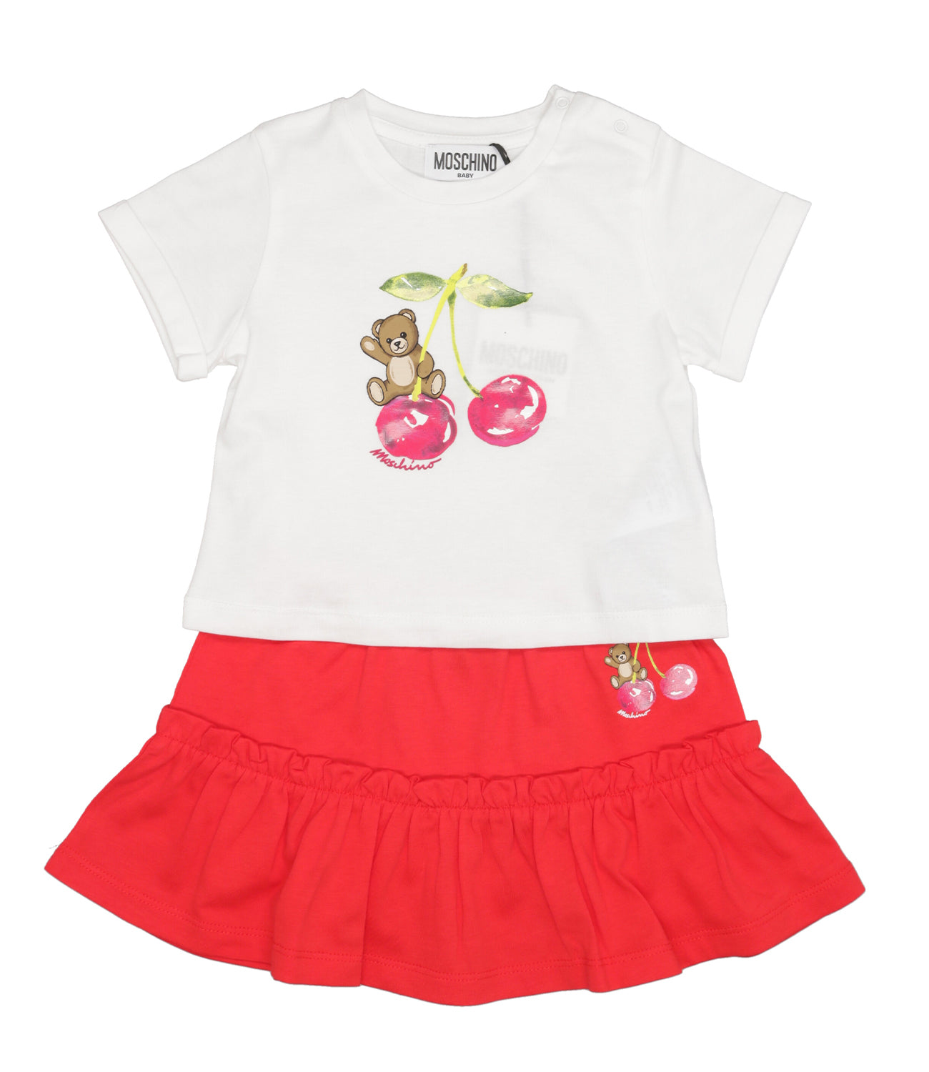 Moschino Baby | Set Maglia Gonna Bianco Rosso