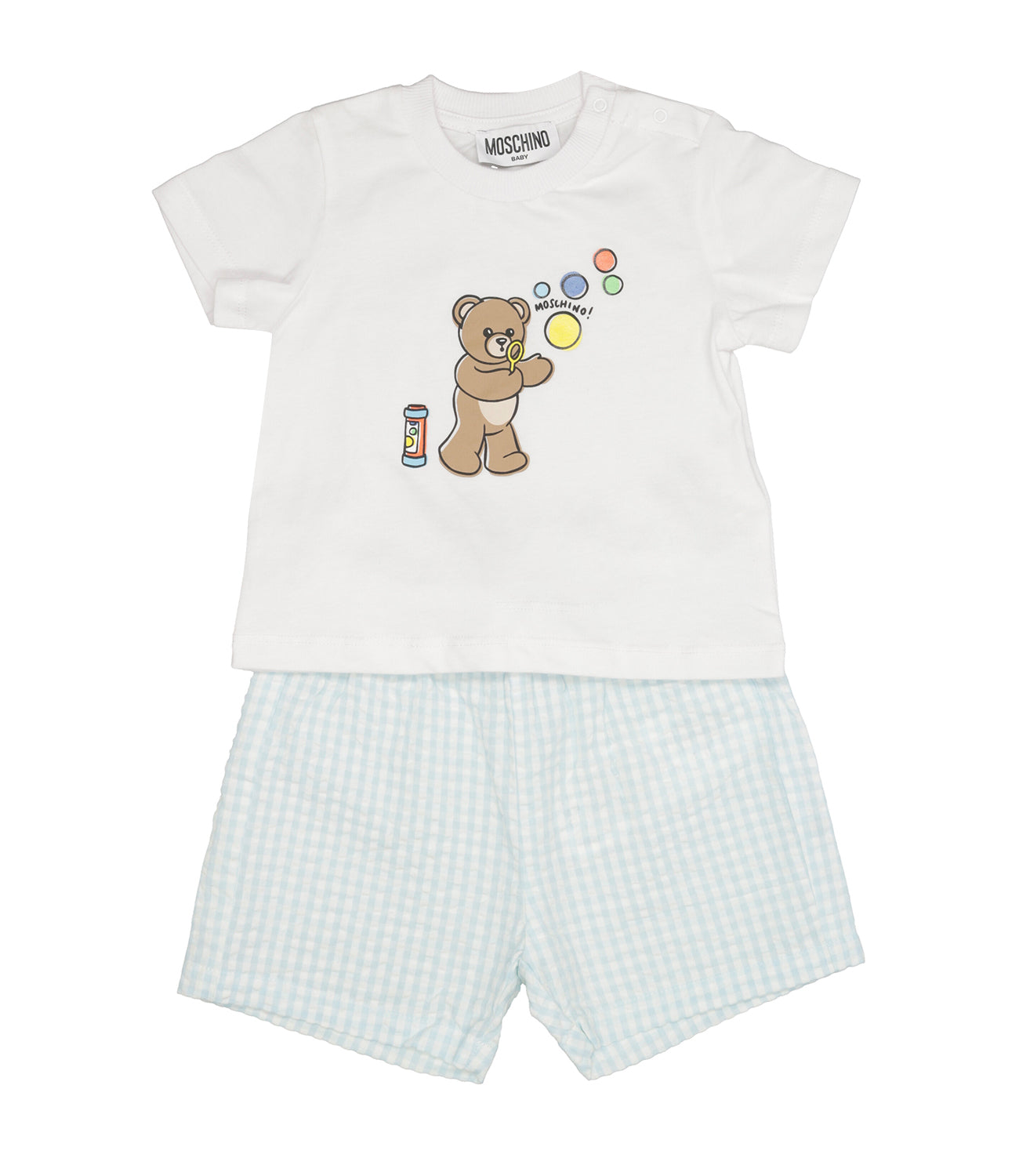Moschino Baby | Set Maglia Shorts Celeste Bianco