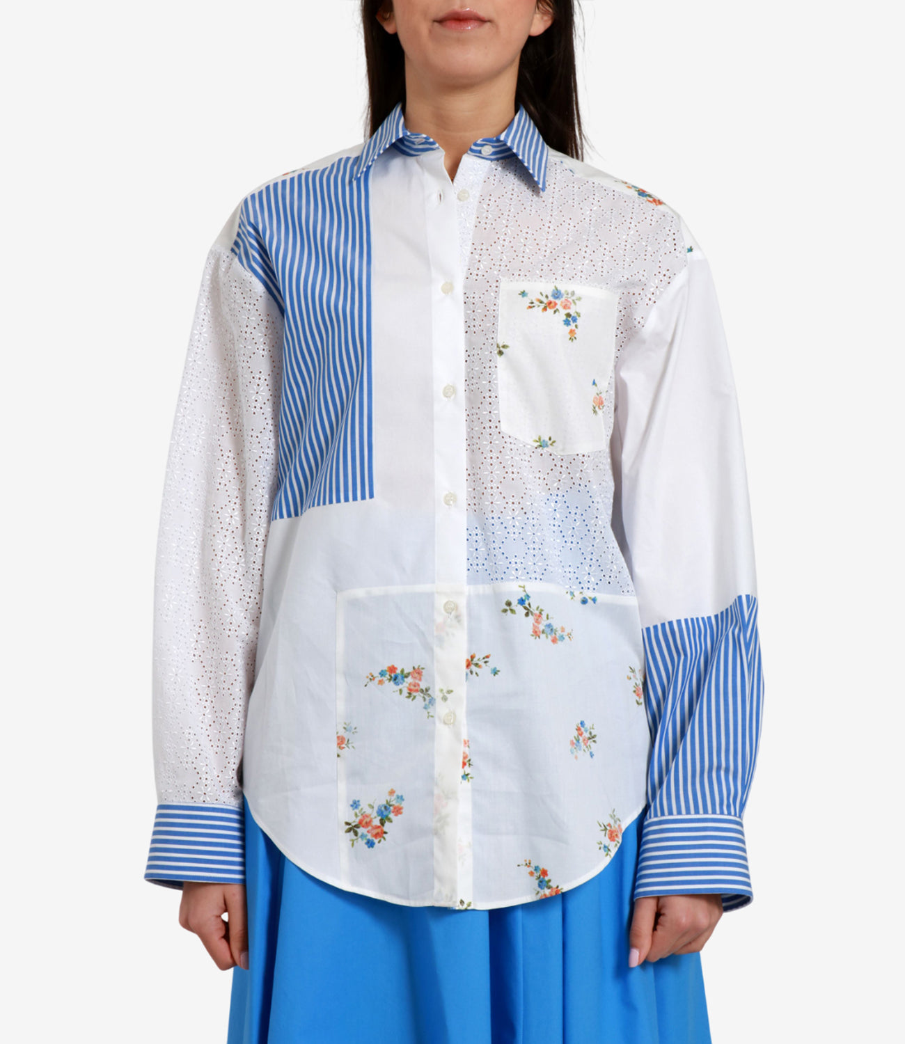 MSGM | Camicia Bianco e Azzurro