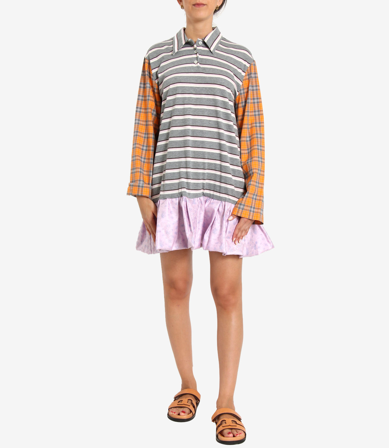 MSGM | Abito Grigio Arancio Bianco