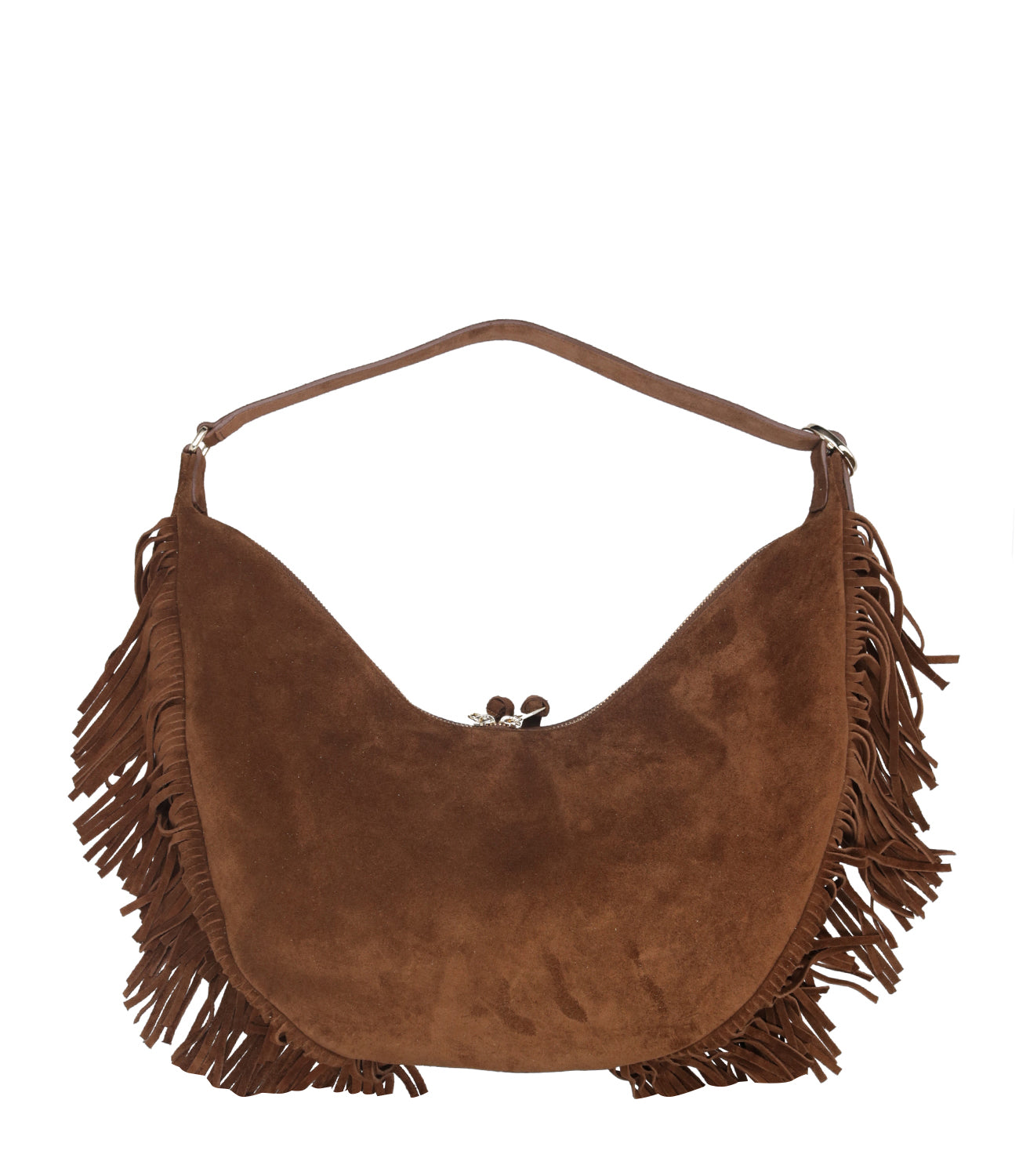 Orciani | Borsa a Spalla Hobo Peach Fringe S Cocoa
