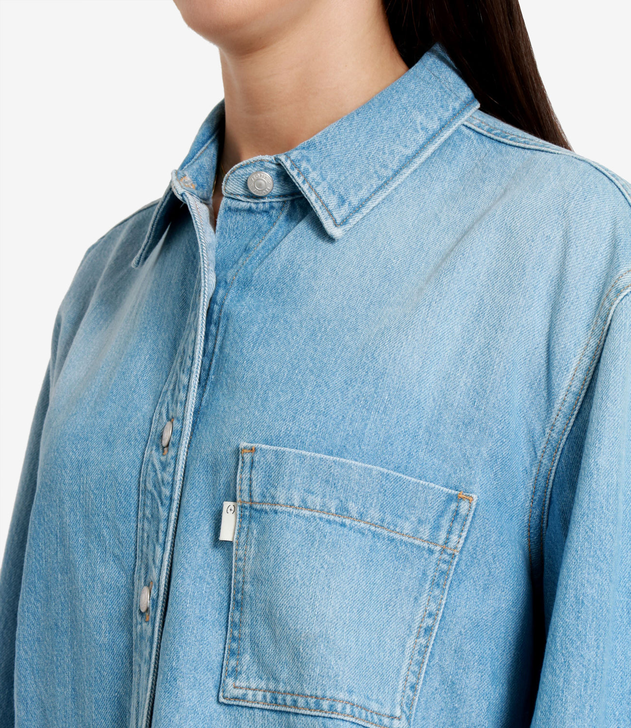 People | Camicia Mia Crop Denim medio