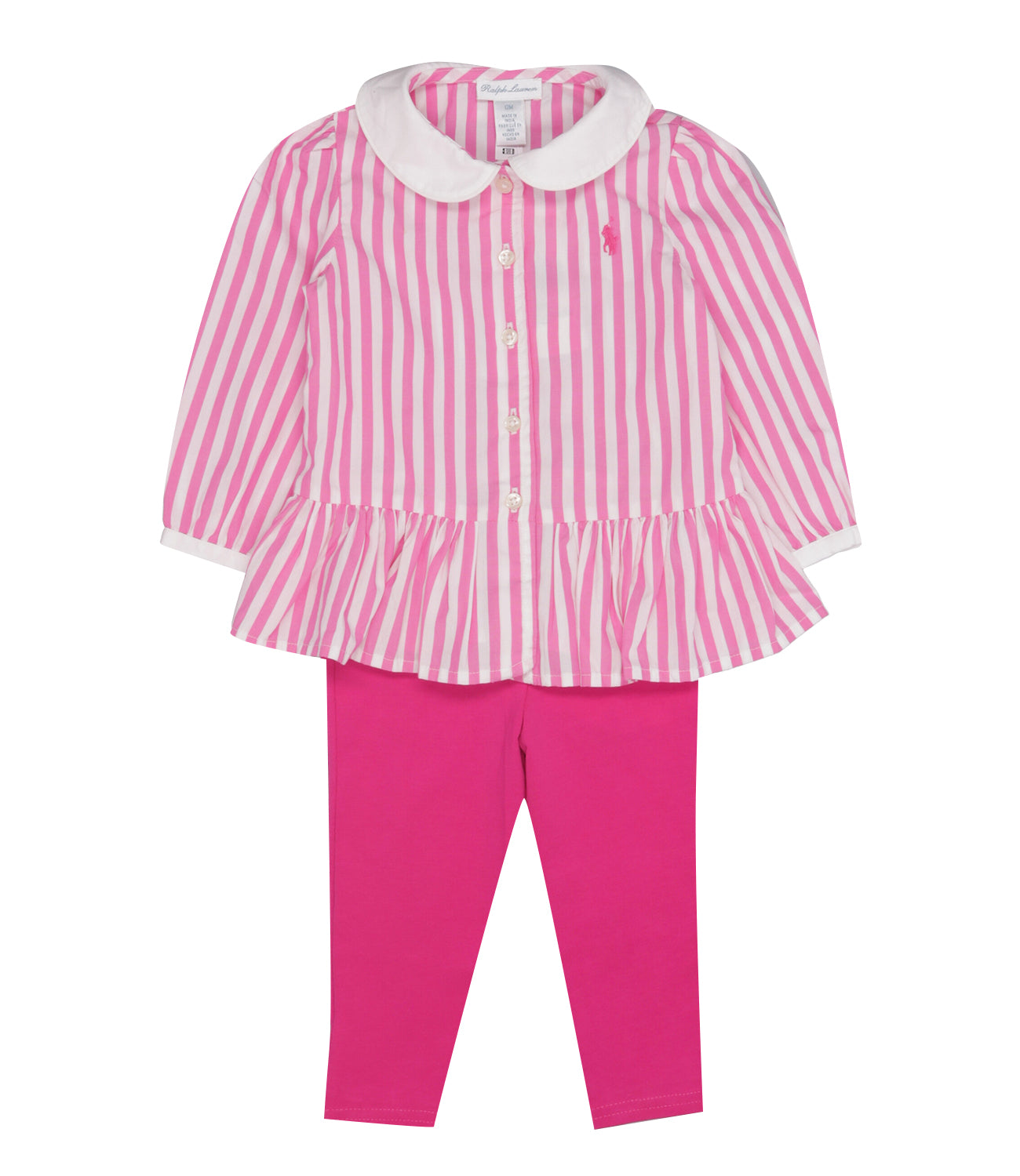 Ralph Lauren Childrenswear | Set Camicia e Pantalone Rosa e Bianco