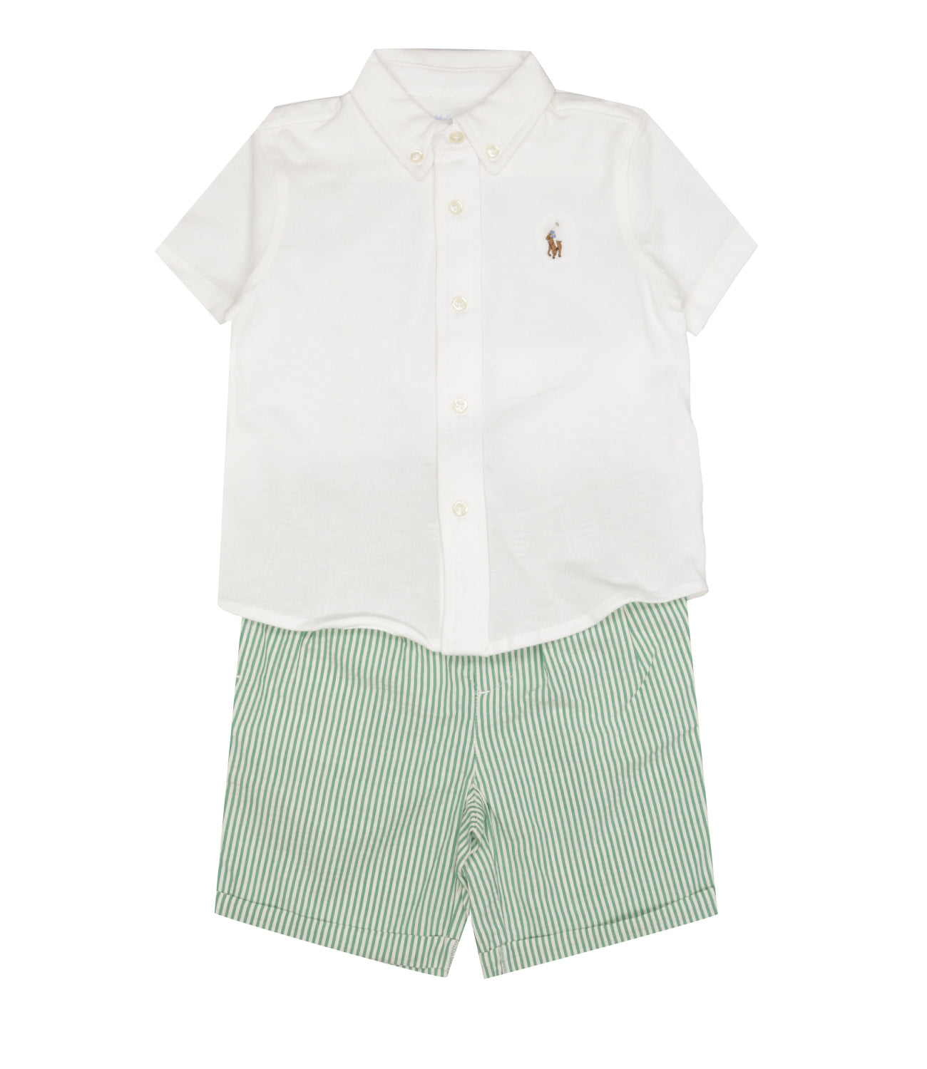 Ralph Lauren Childrenswear | Set Camicia Bermuda Bianco Verde