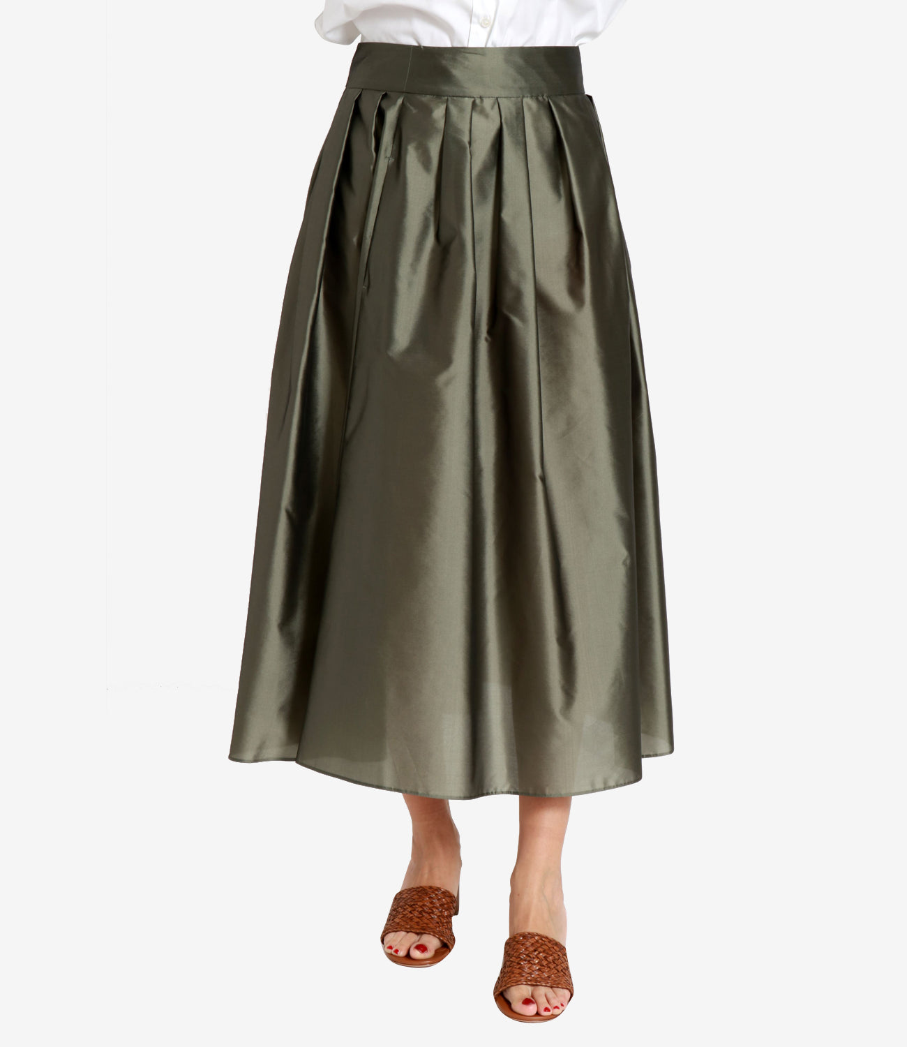 S Max Mara | Gonna Effetto Verde Salvia