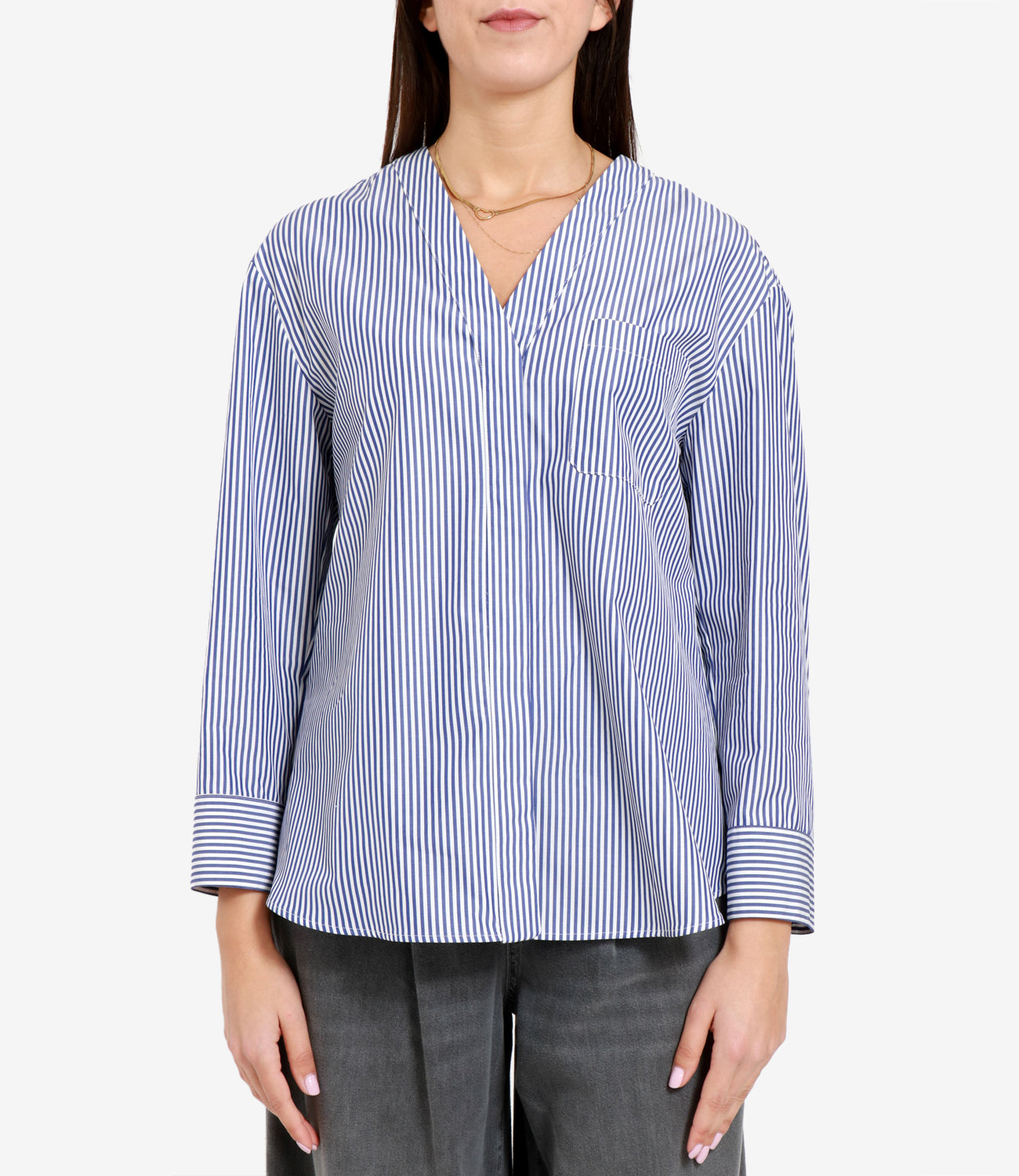 S Max Mara | Camicia Smmchicca Avio e Bianco