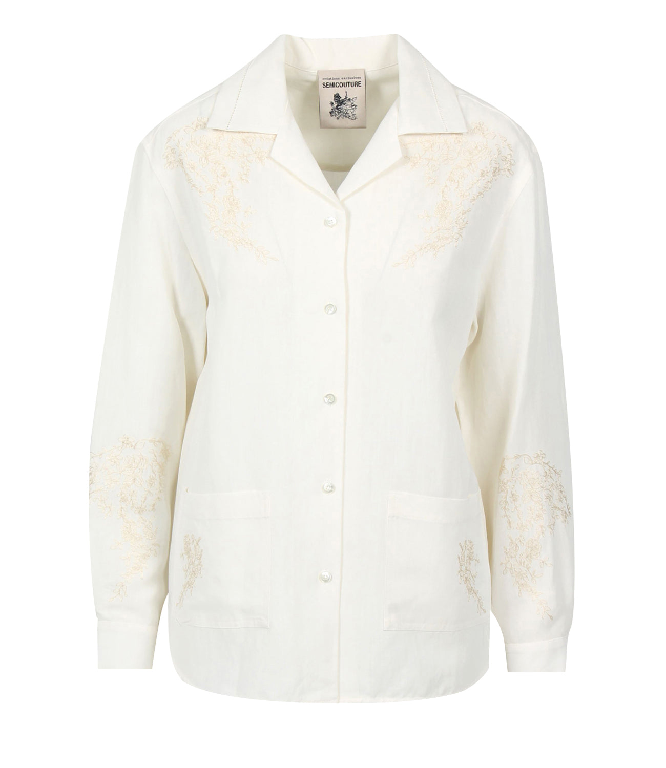 Semicouture | Camicia Olive Bianco Ottico