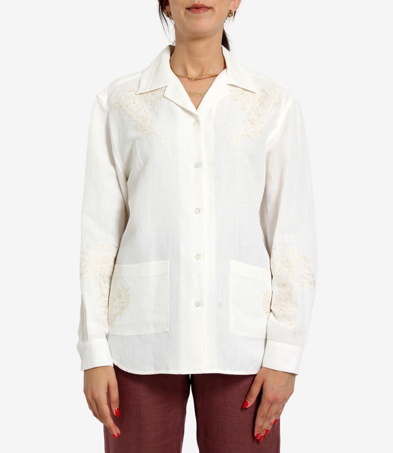 Semicouture | Camicia Olive Bianco Ottico