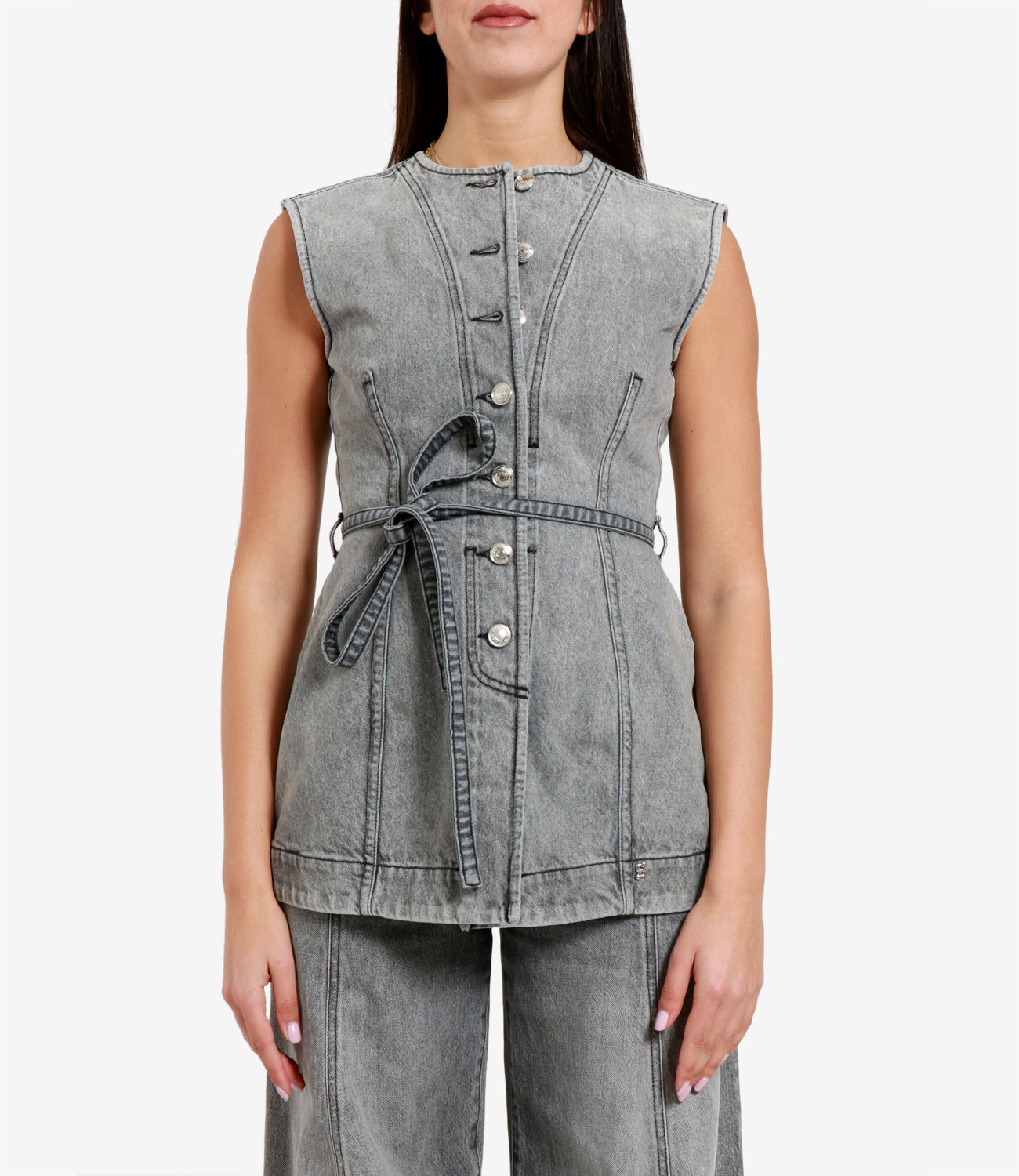 Sportmax | Gilet Spdorli Denim grigio