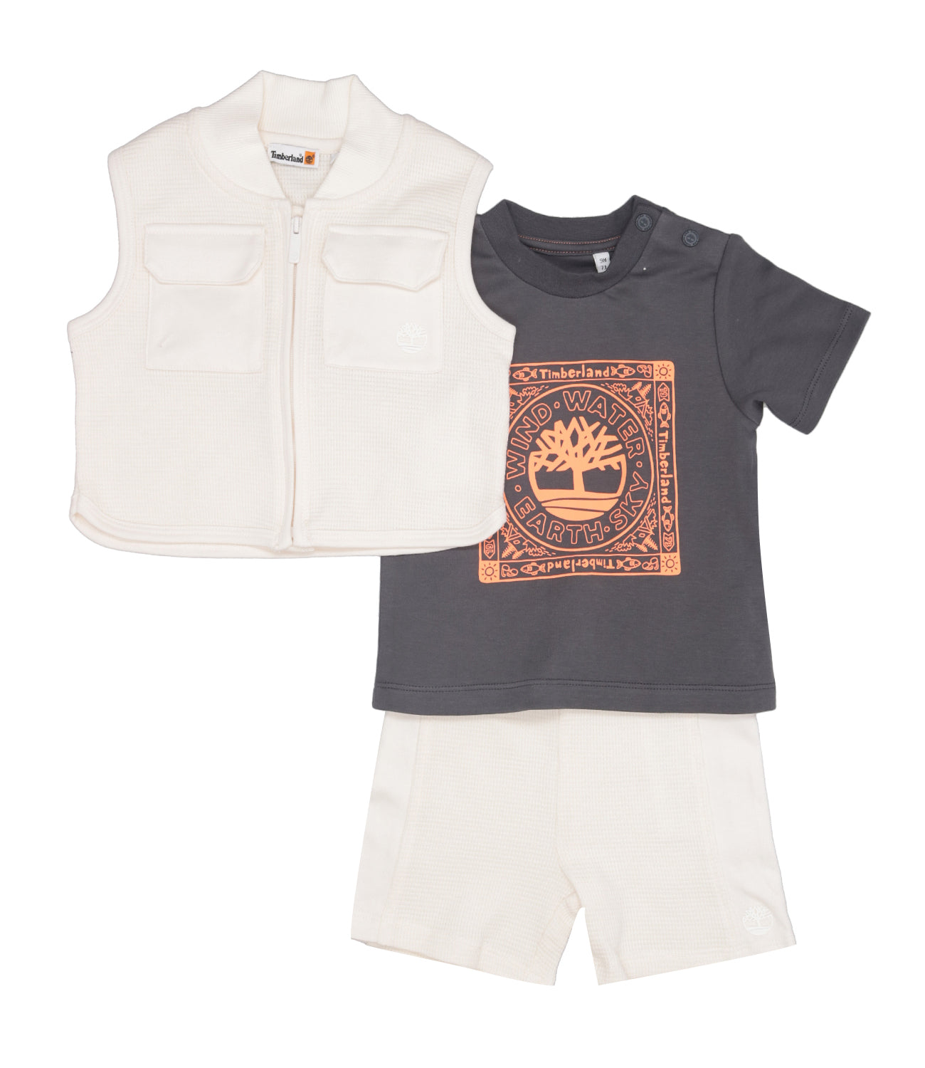 Timberland Kids | Set Gilet T-shirt Bermuda Avorio