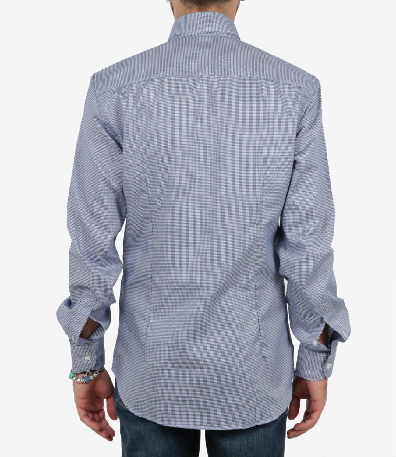 French Collar Shirt White + Blue
