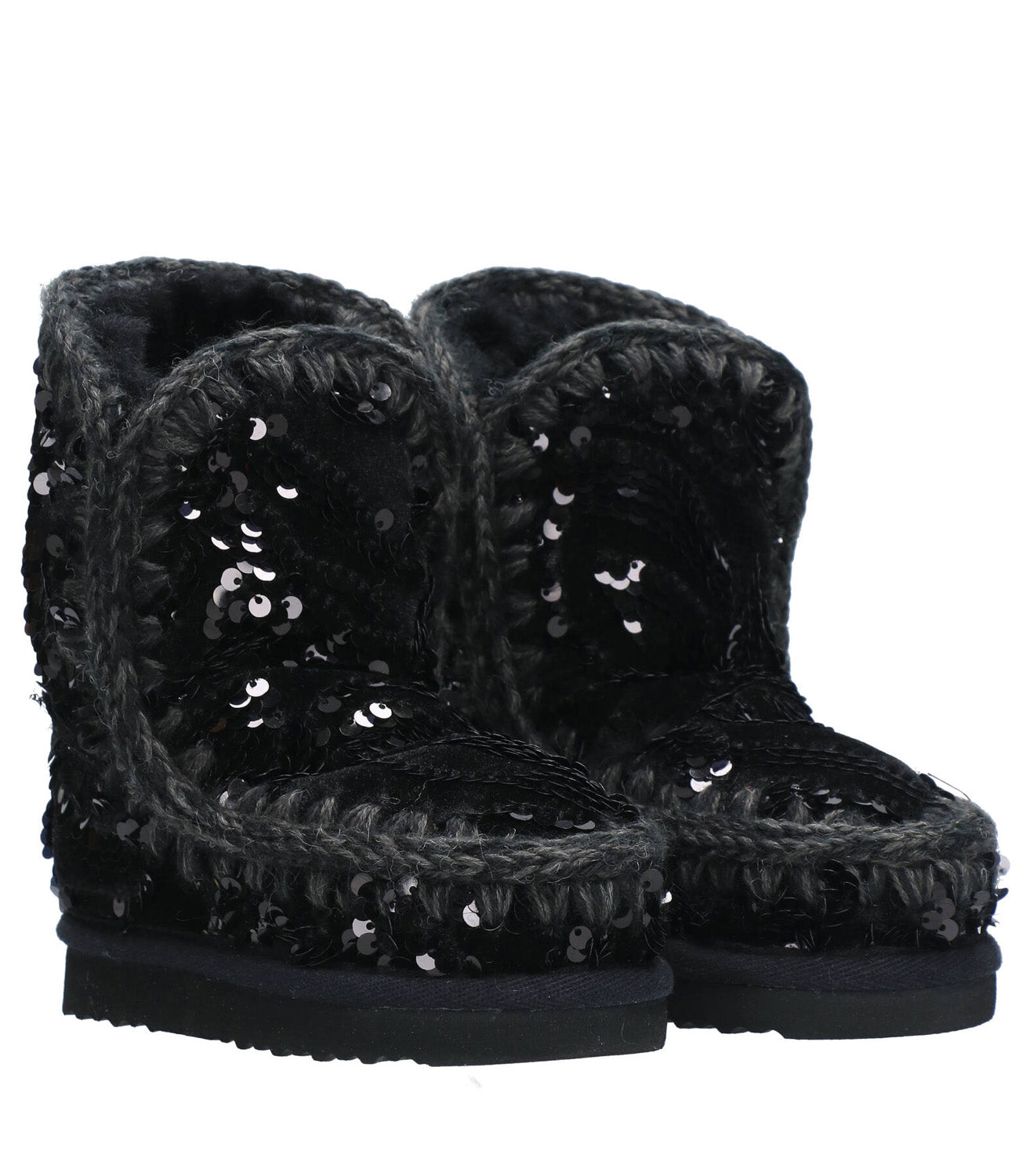 Mou Kids | Eskimo Kid Glamour Sequins Black Ankle Boots