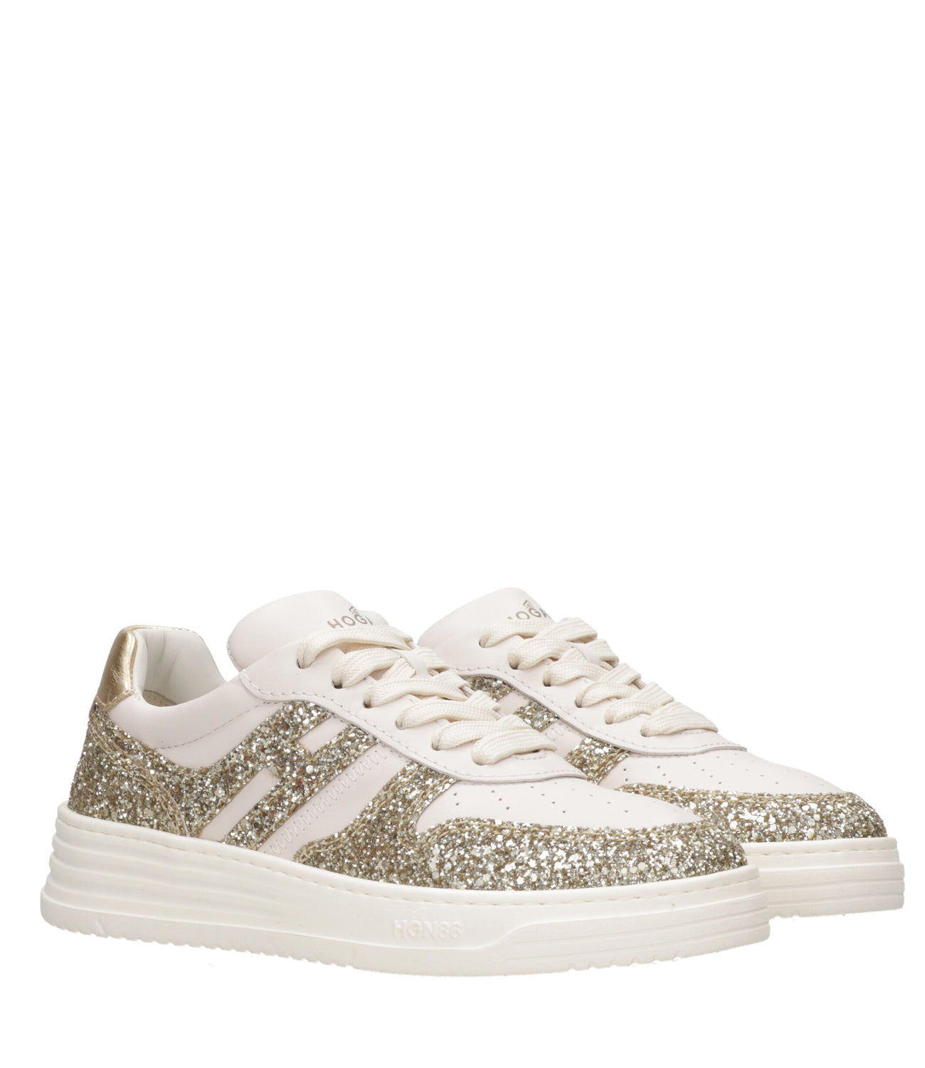 Hogan | Ivory and Gold Sneakers