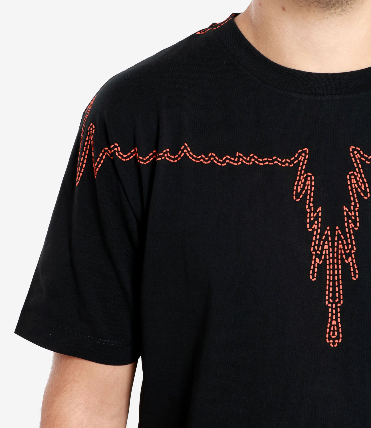 Marcelo Burlon | T-Shirt Stitch Wings Nero e Arancio