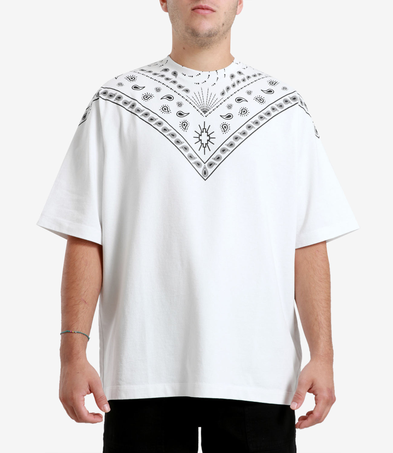 Marcelo Burlon | T-Shirt Bandana Over Bianco e Nero