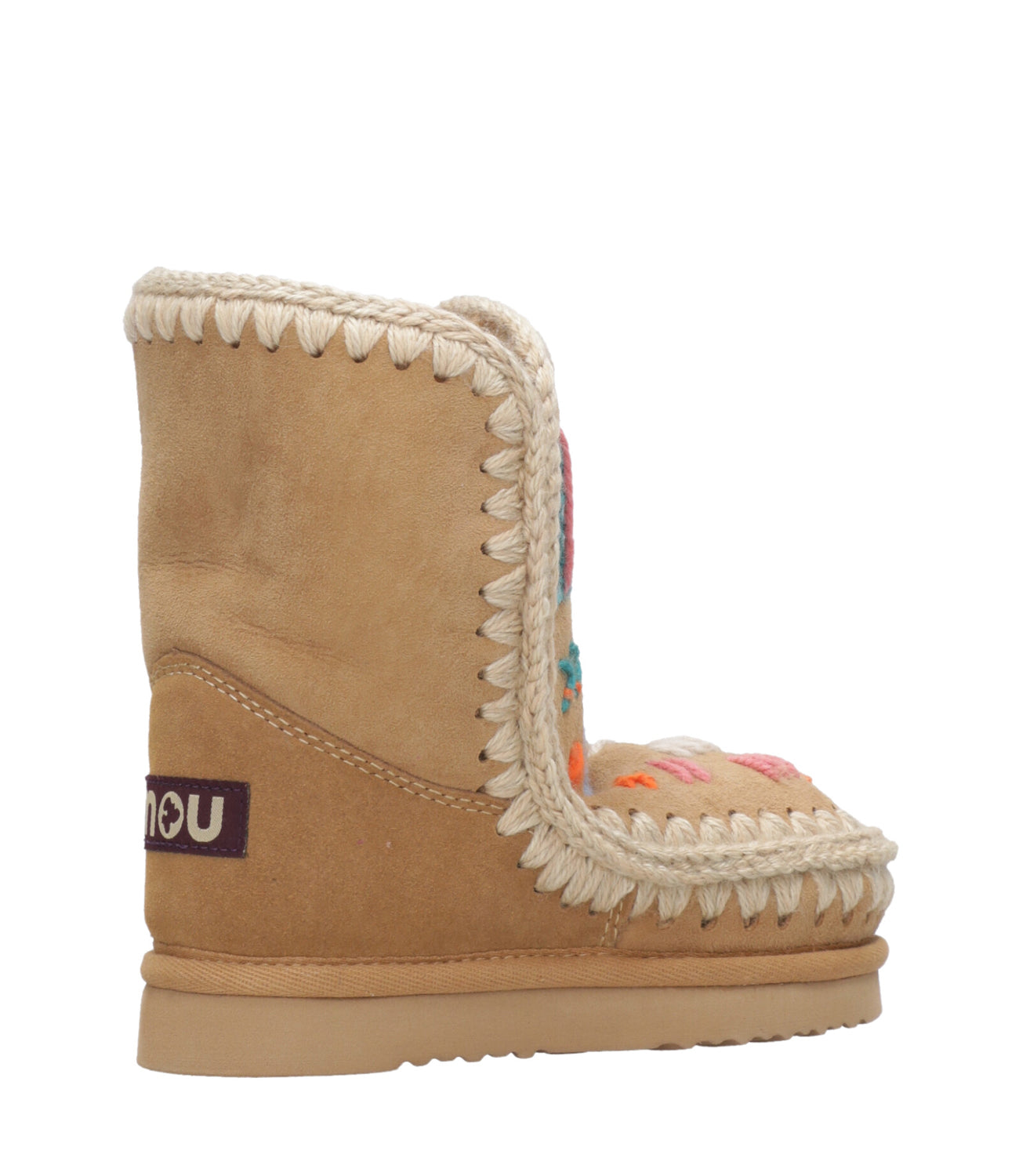 Mou Kids | Eskimo 04 Wool Embroidery Tobacco ankle boot