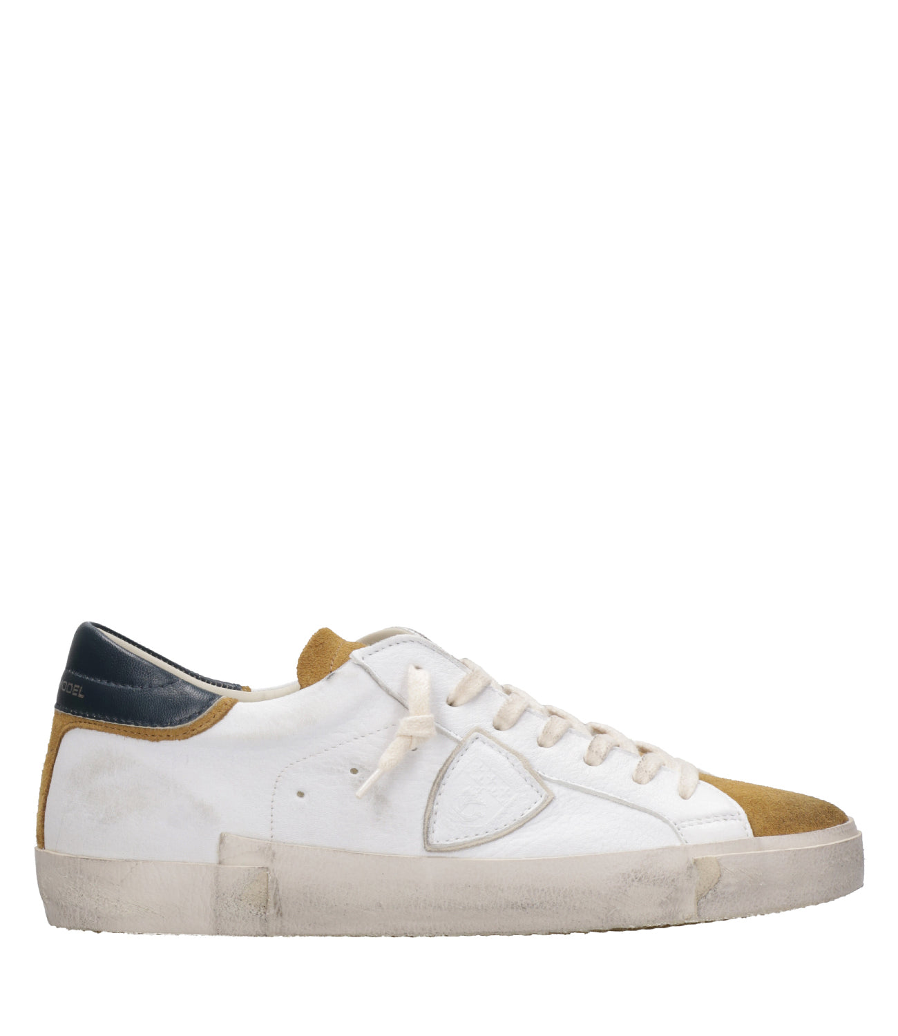 Philippe Model | PRSX Low White and Mustard Sneakers