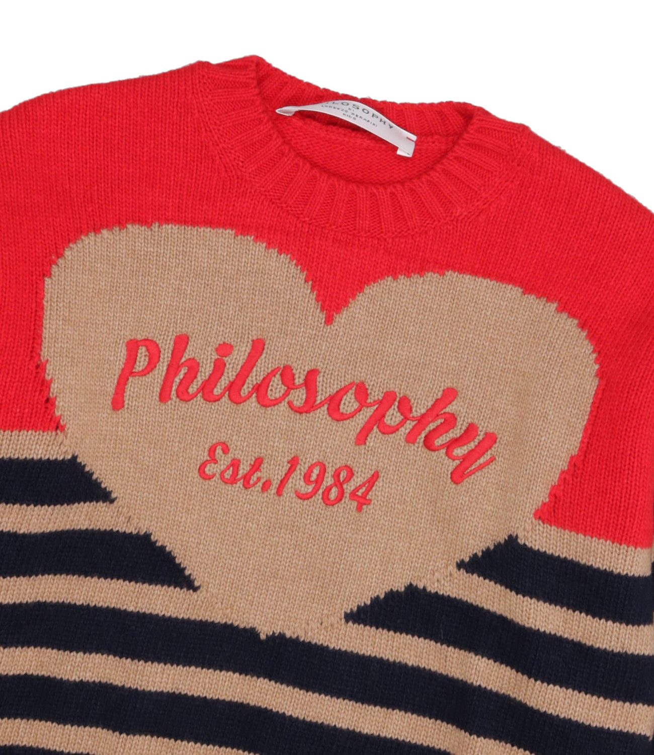 Philosophy by Lorenzo Serafini Kids | Beige Red and Navy Blue Sweater