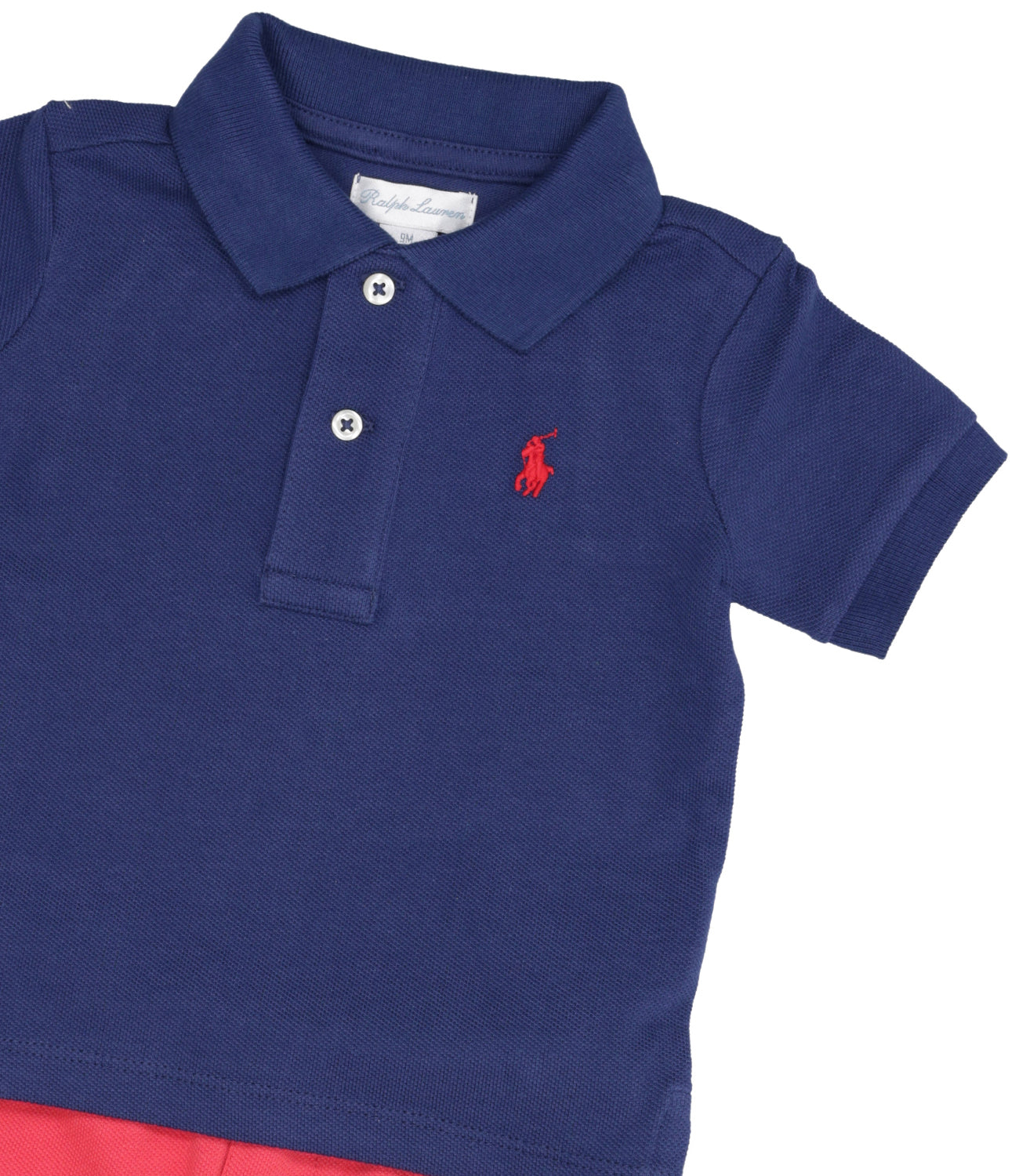 Ralph Lauren Childrenswear | Blue and Coral Polo+Bermuda Shorts Set
