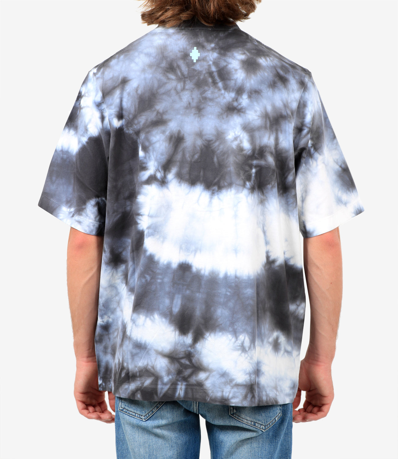 T-Shirt Com Tie&Dye Over Tee Bianco e Blu Scuro