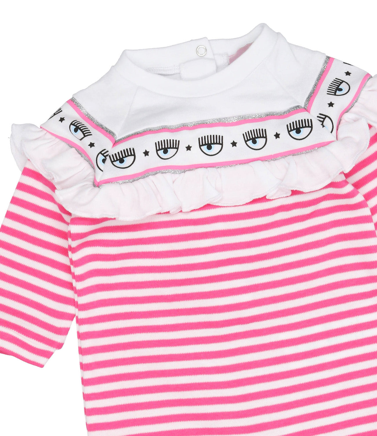 Chiara Ferragni Kids | Pink and White Logomania Babysuit