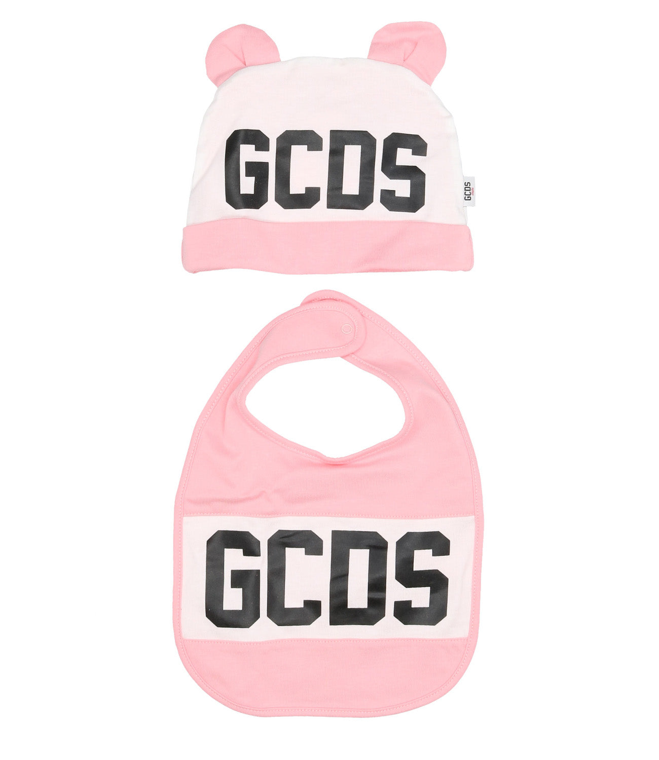 GCDS Mini | Quartz Pink Bib and Hat Set
